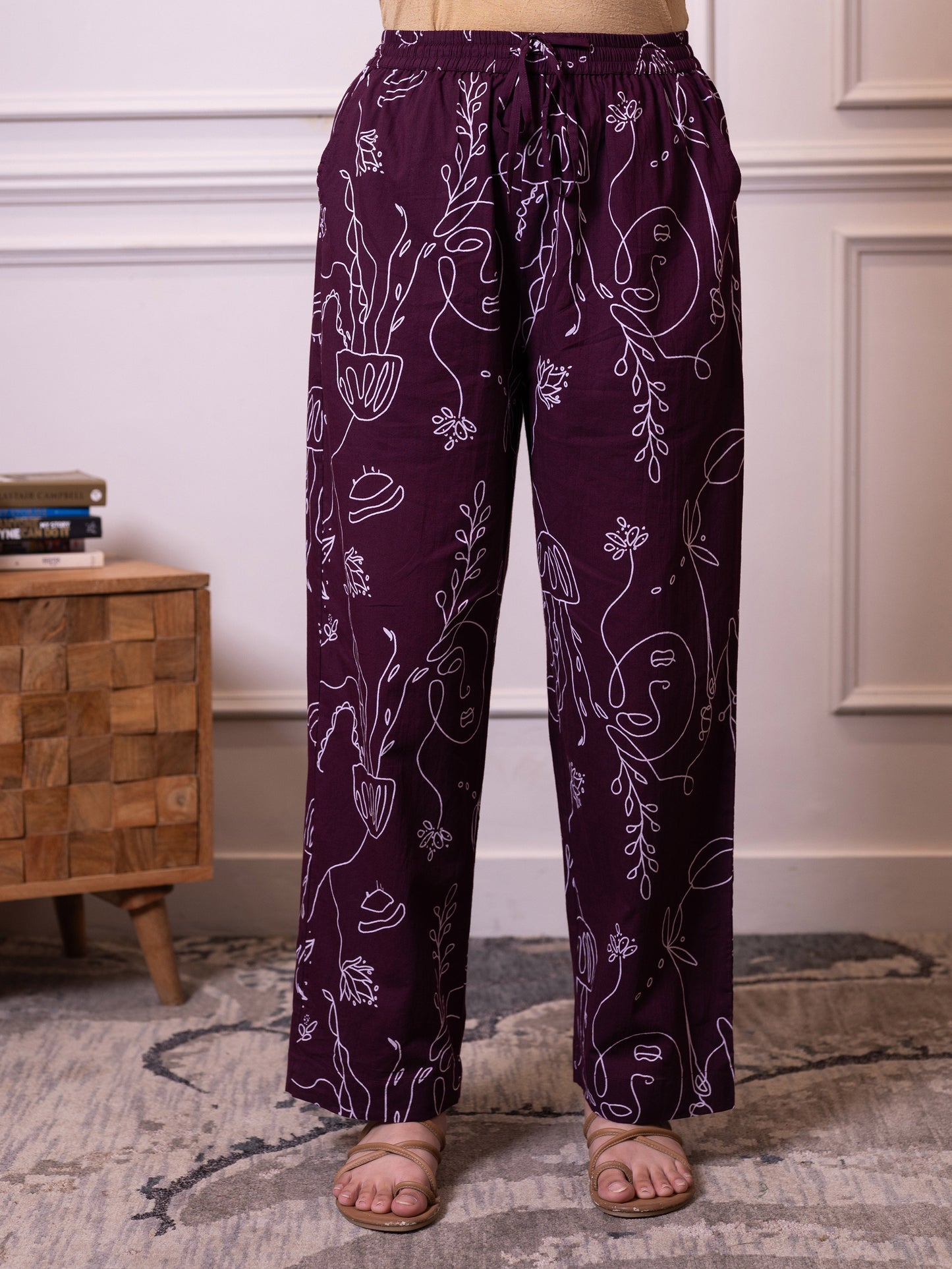 Soft cotton Abstract Top Wine Top