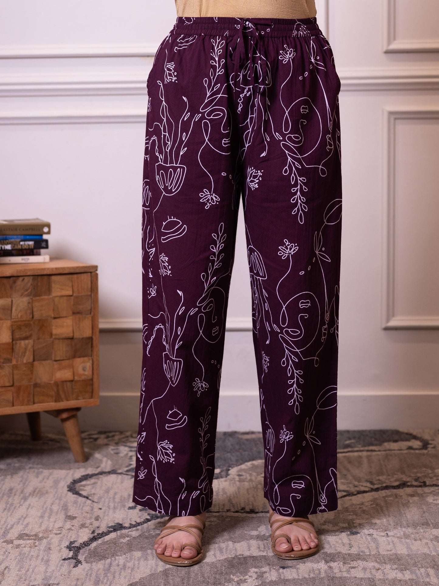 Soft cotton Abstract Top Wine Top