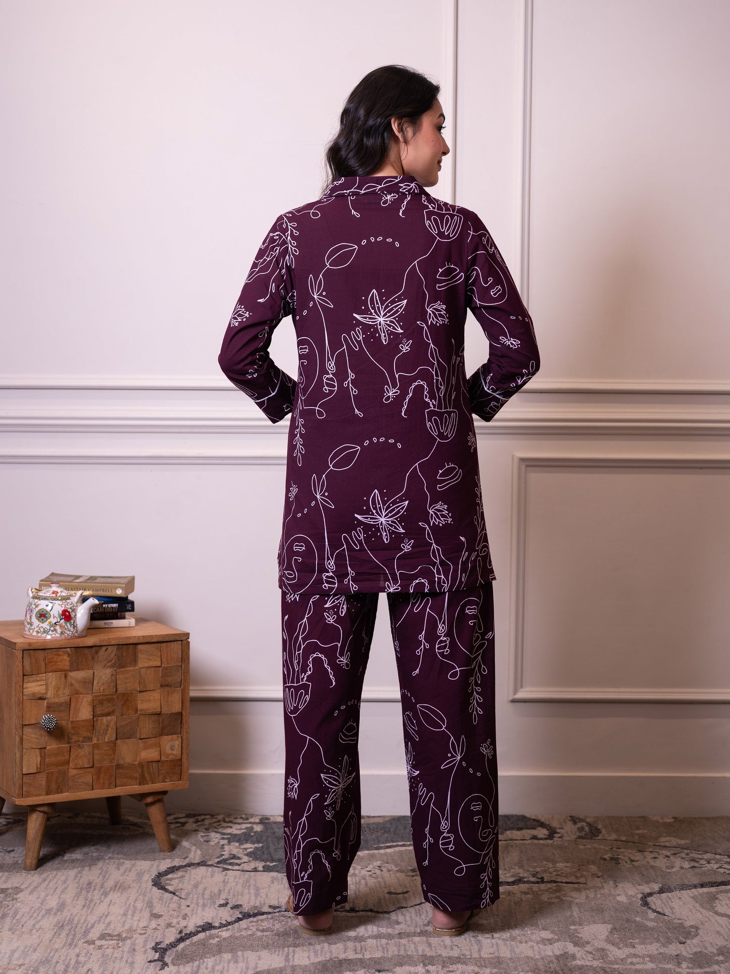 Soft cotton Abstract Top Wine Top
