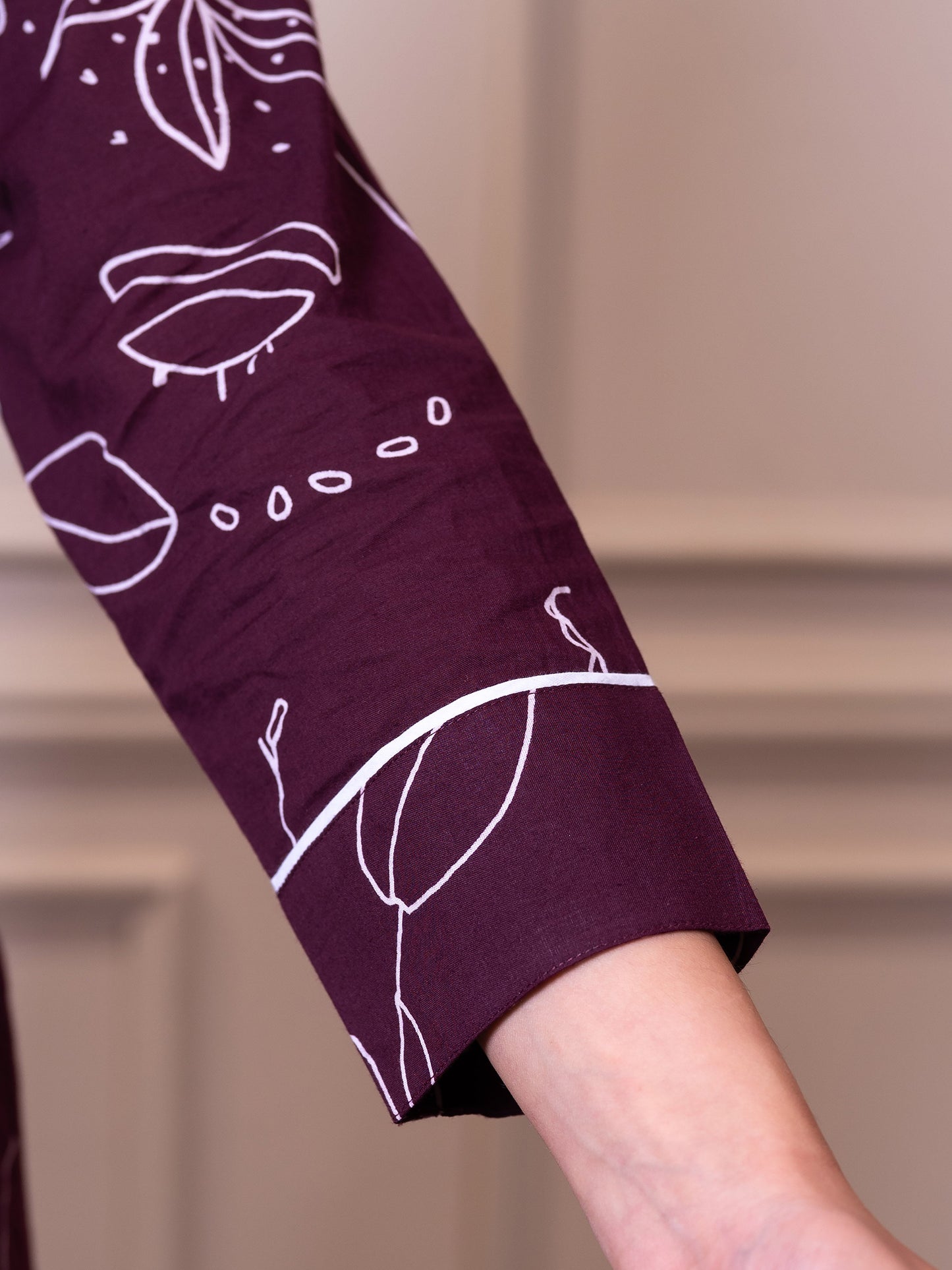 Soft cotton Abstract Top Wine Top