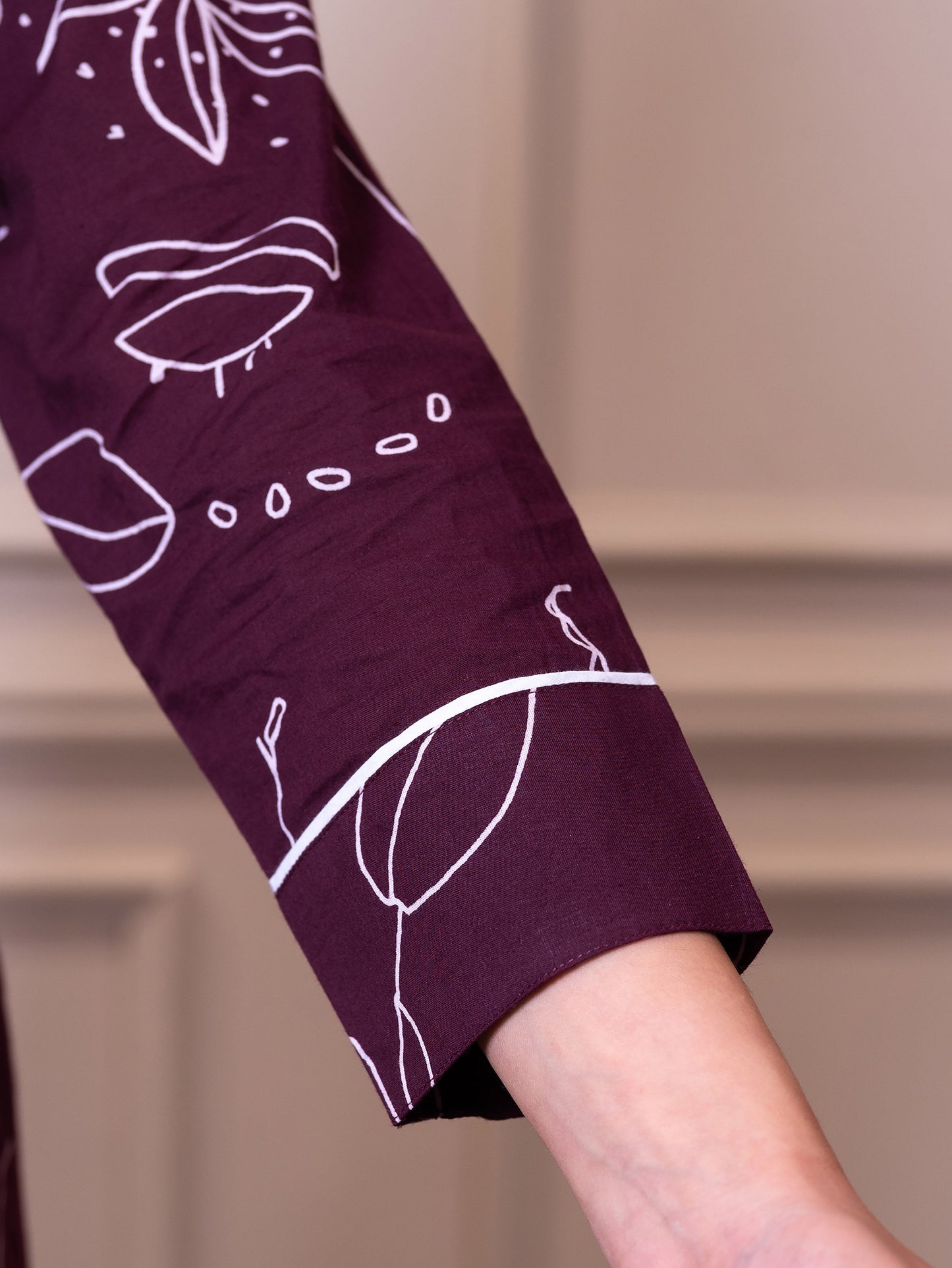 Soft cotton Abstract Top Wine Top