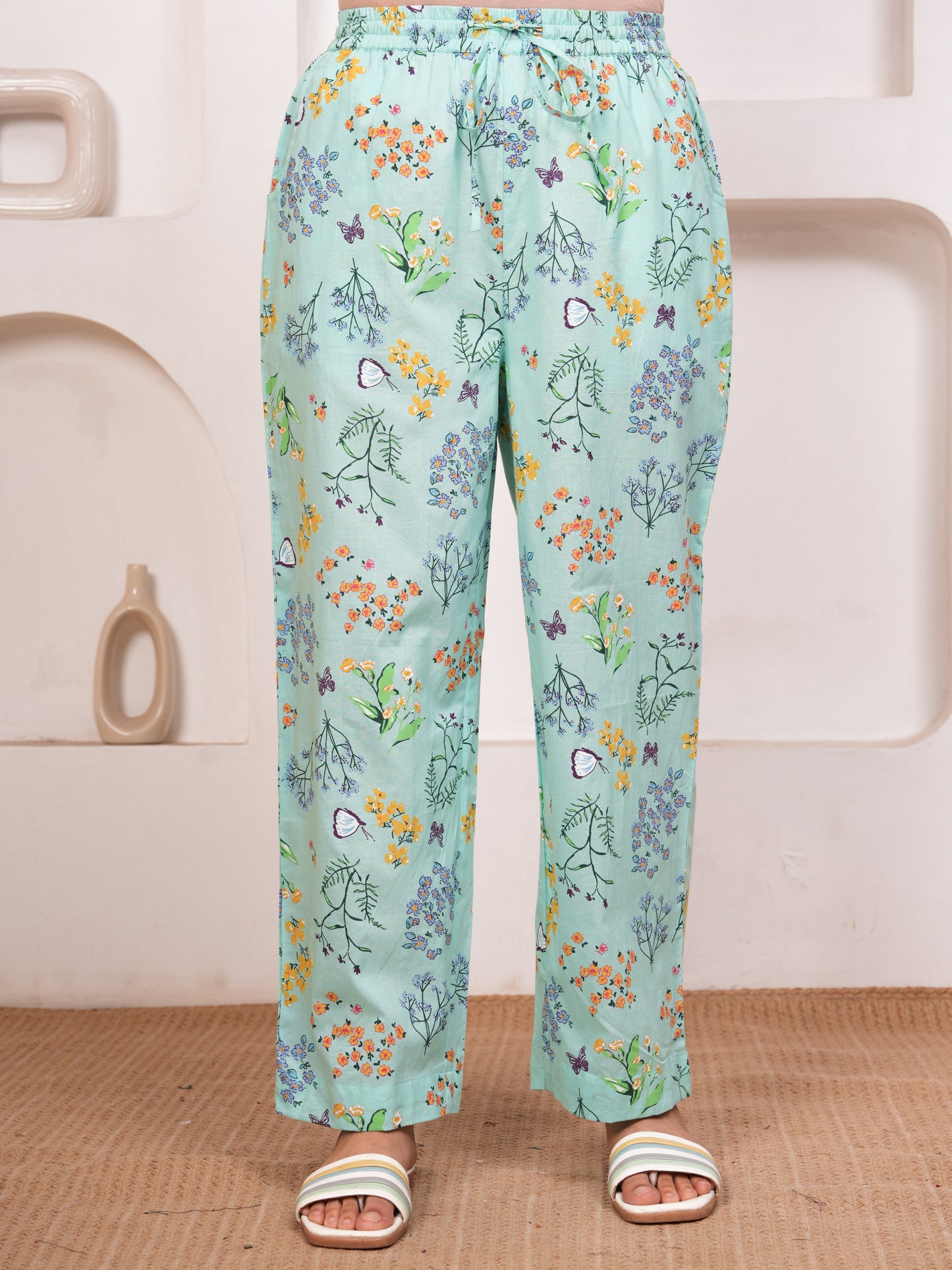 Soft Cotton Floral Top Sea Green Top
