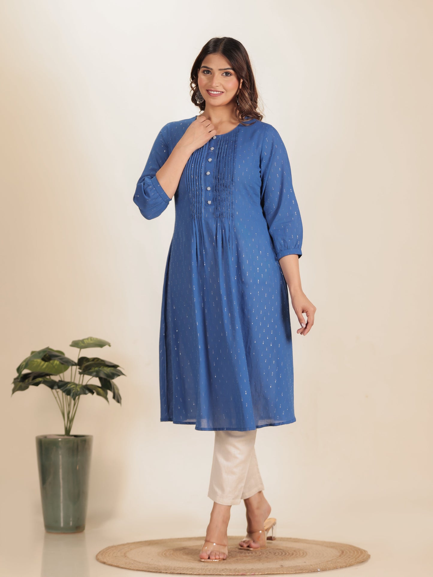 Textured Cotton Woven Design Kurta