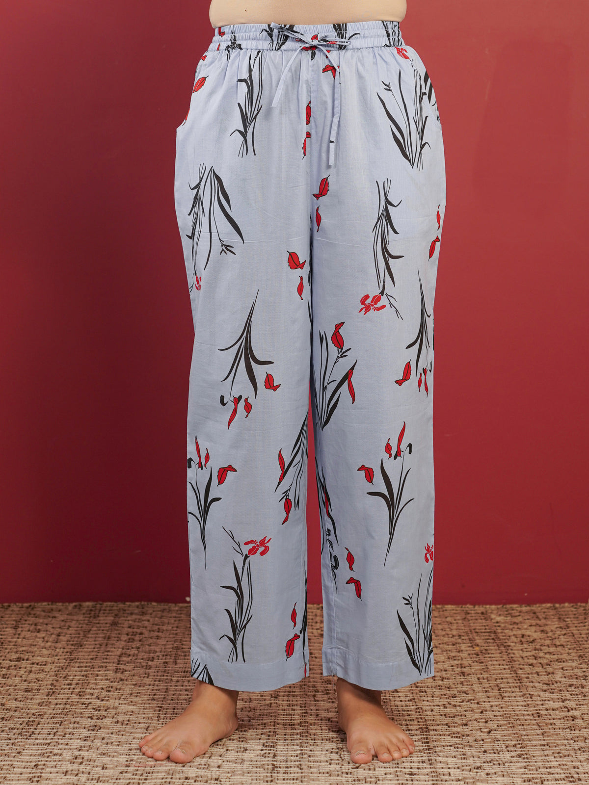 Soft Cotton Floral Top Blue Kurta