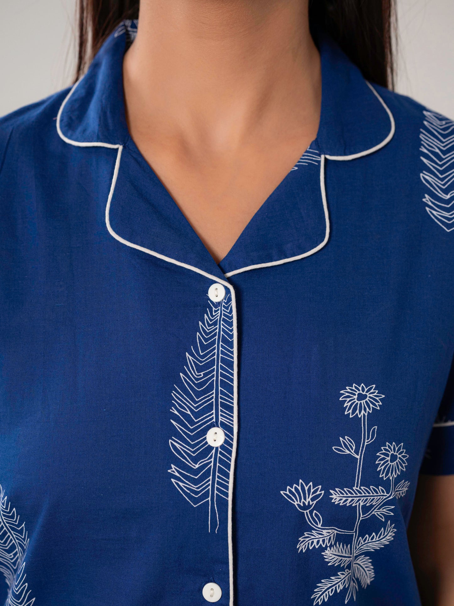 Soft cotton Floral Top Blue Top