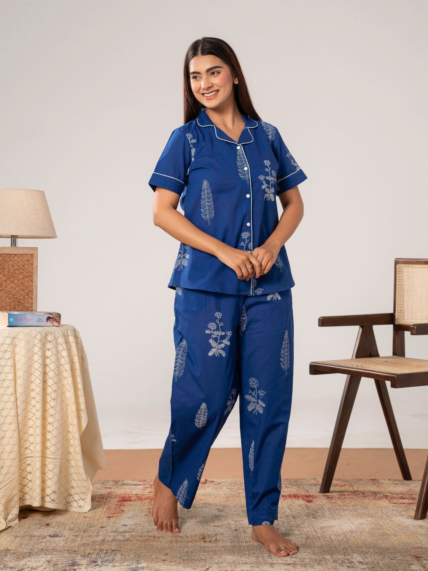 Soft cotton Floral Top Blue Top
