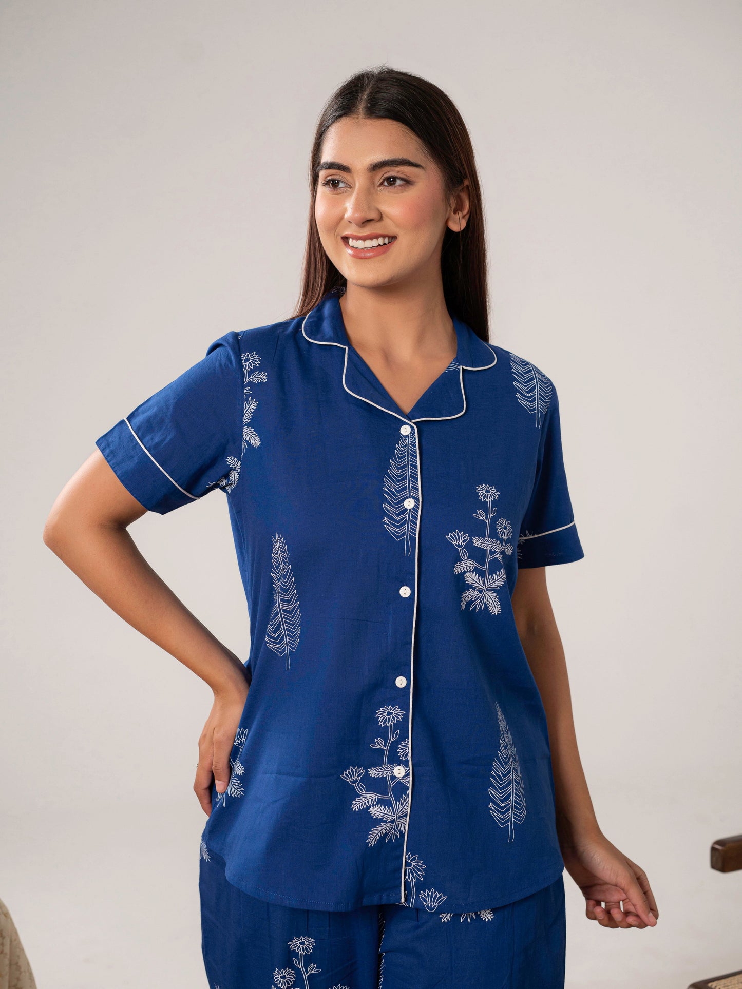 Soft cotton Floral Top Blue Top