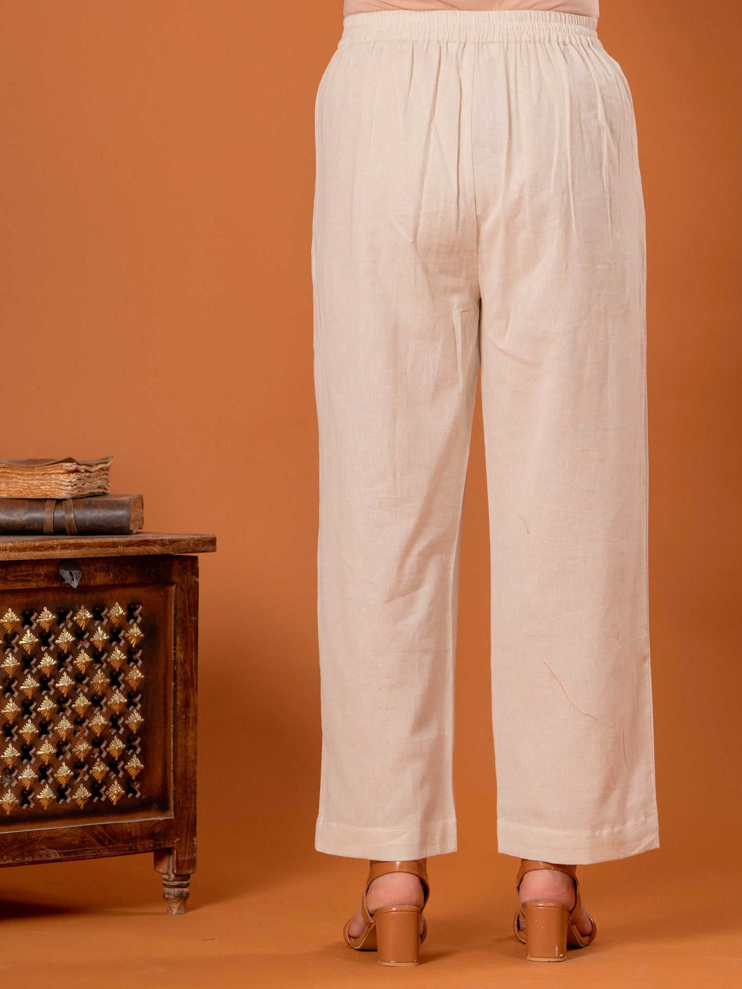 Embroidered Linen Cotton Solid Flared Off White Kurta