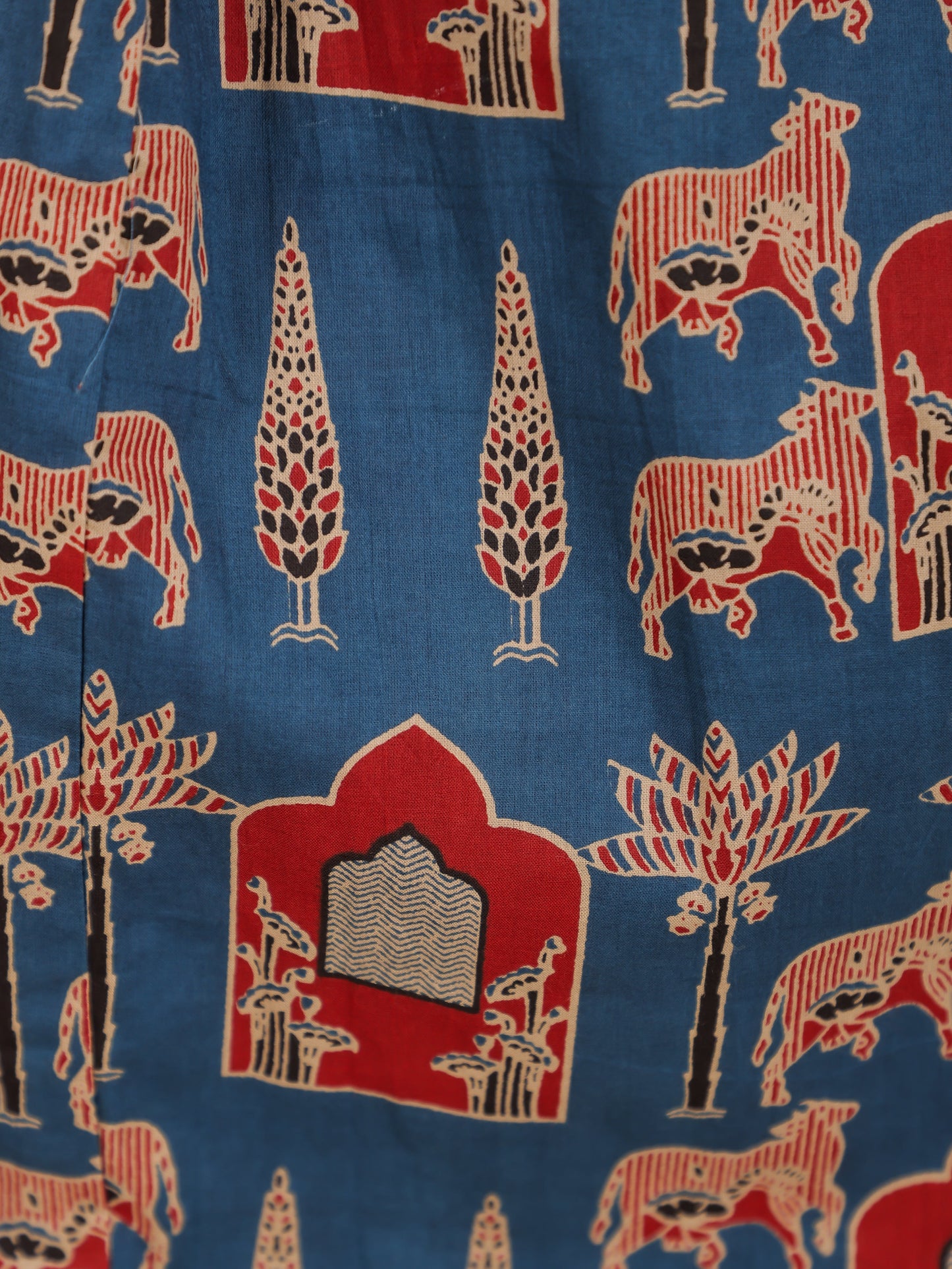 Soft Cotton Abstract A-line Blue Kurta