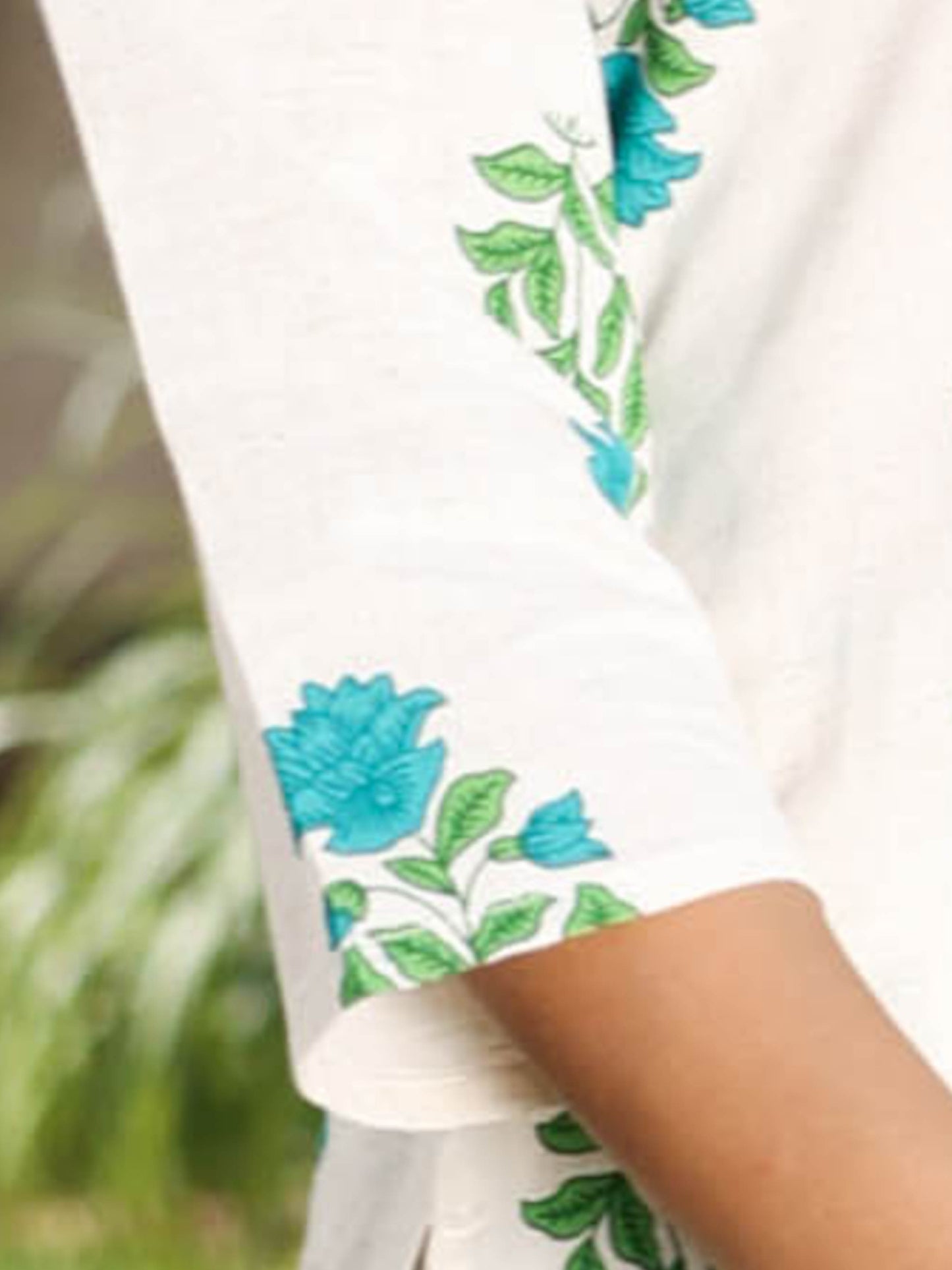 Linen cotton Butta Straight Off White Kurta