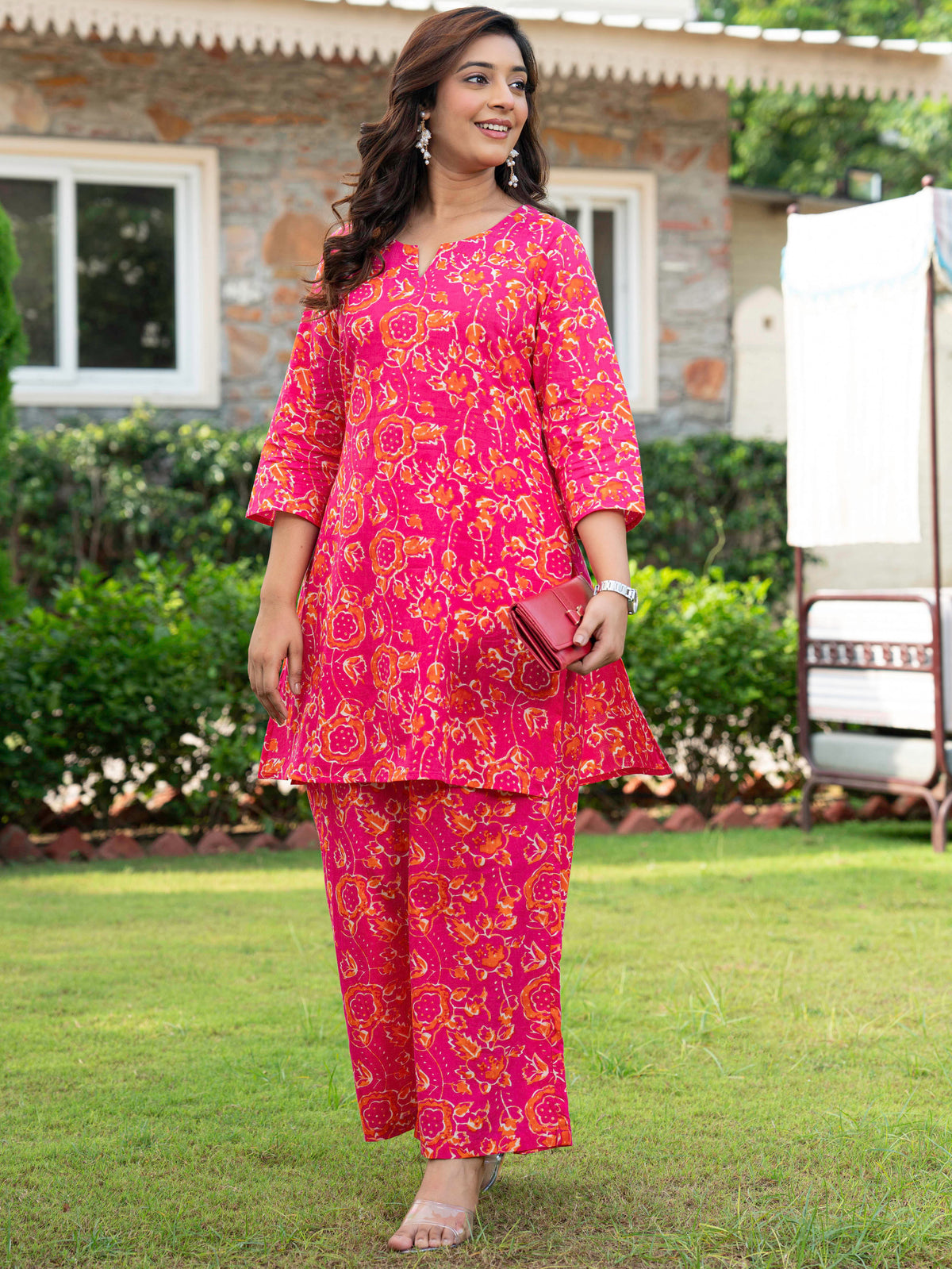 Soft Cotton Jaal Straight Magenta Kurta