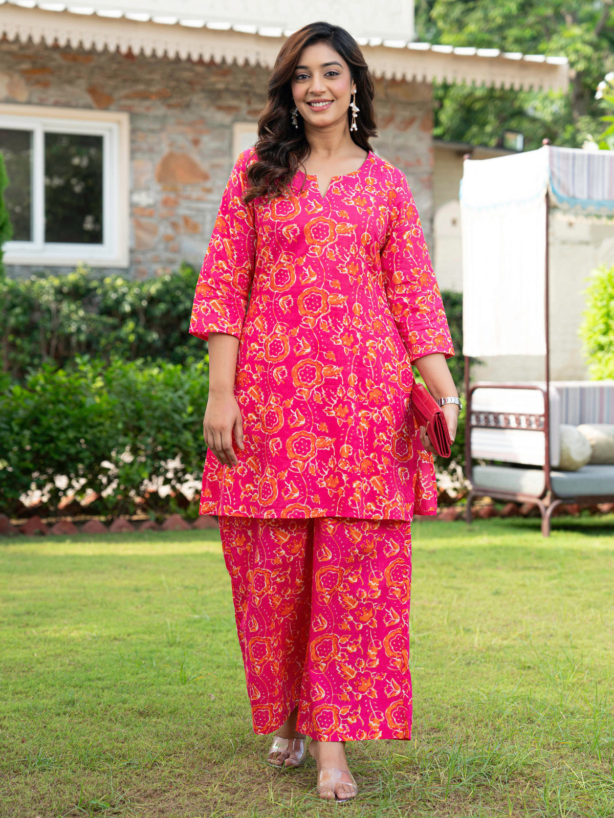 Soft Cotton Jaal Straight Magenta Kurta