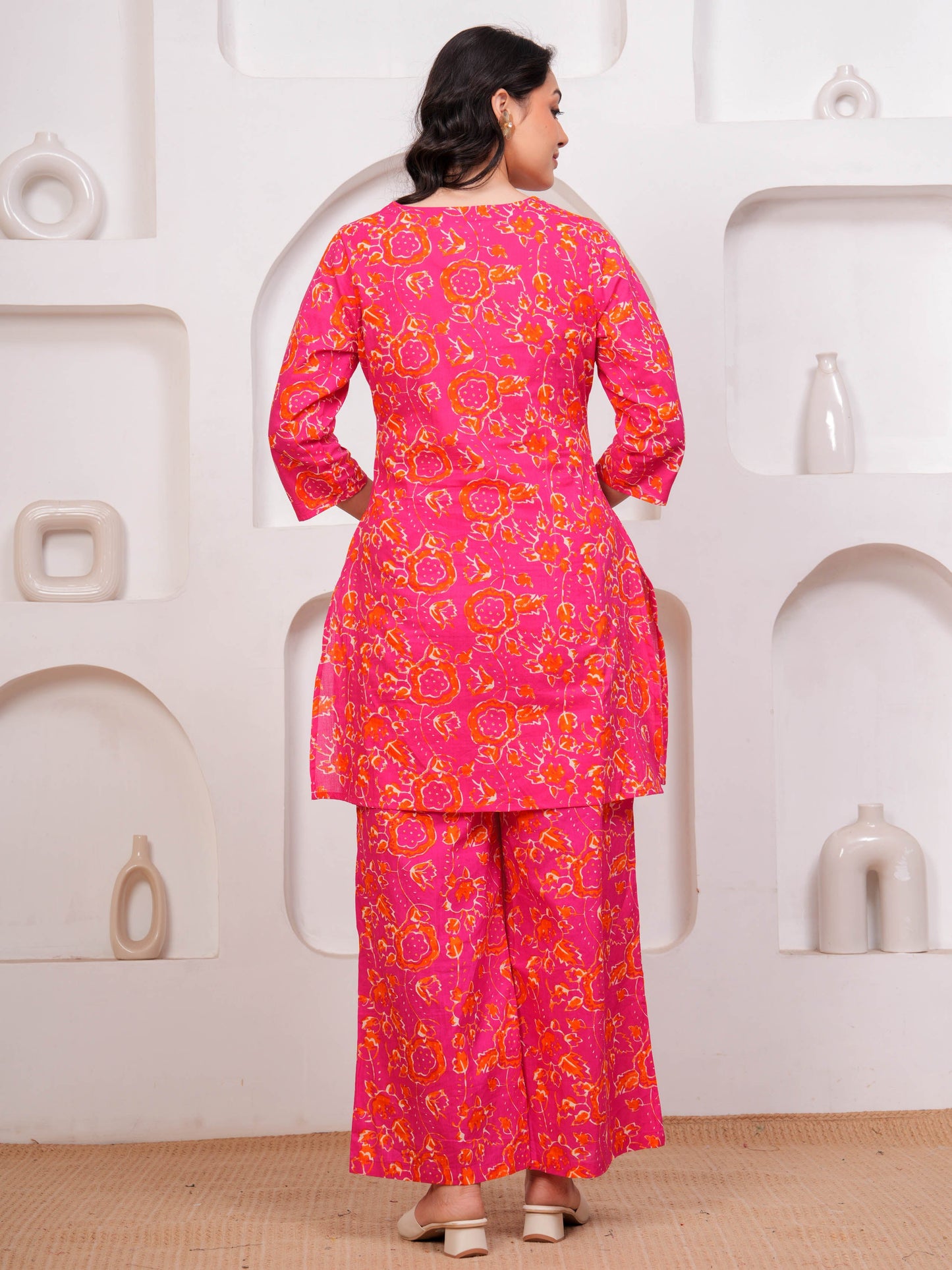 Soft Cotton Jaal Straight Magenta Kurta