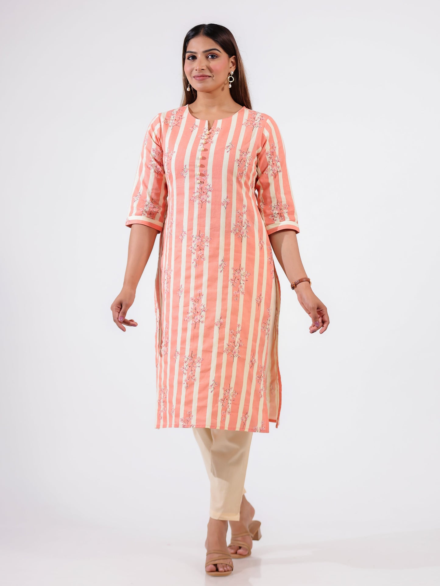 Linen Cotton Striped Kurta