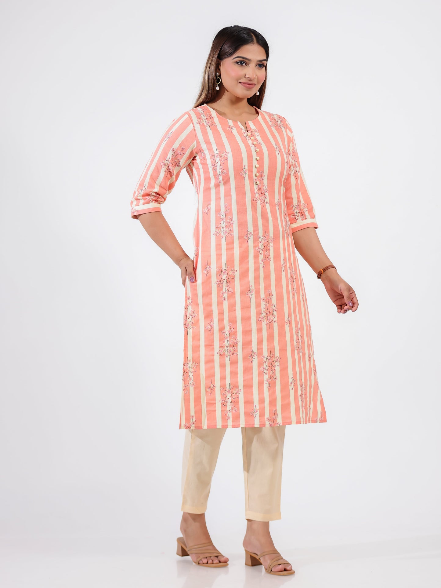 Linen Cotton Striped Kurta