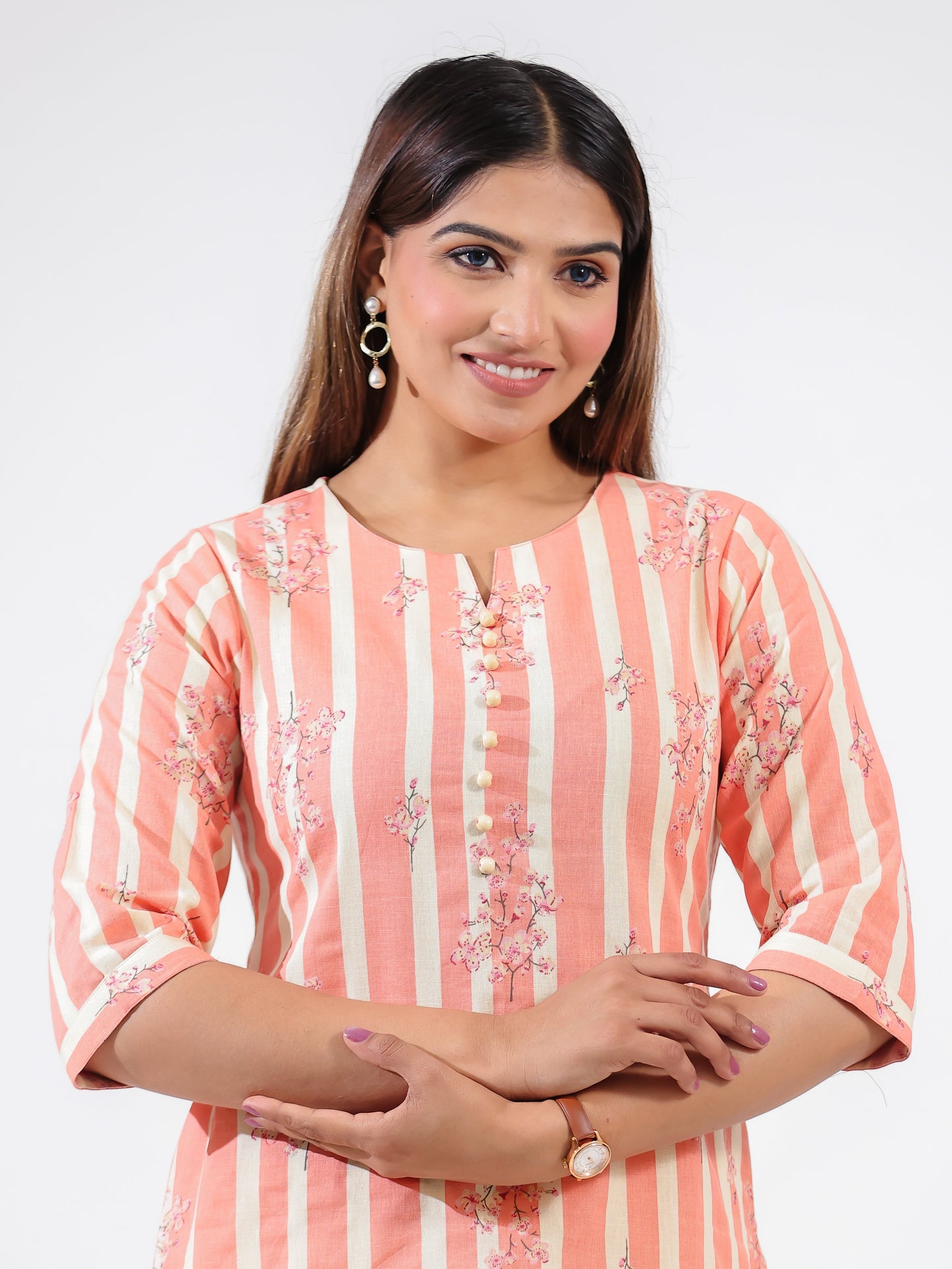 Linen Cotton Striped Kurta