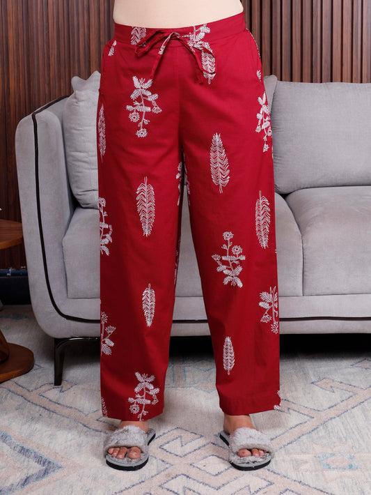 Soft cotton Floral Maroon Pyjama