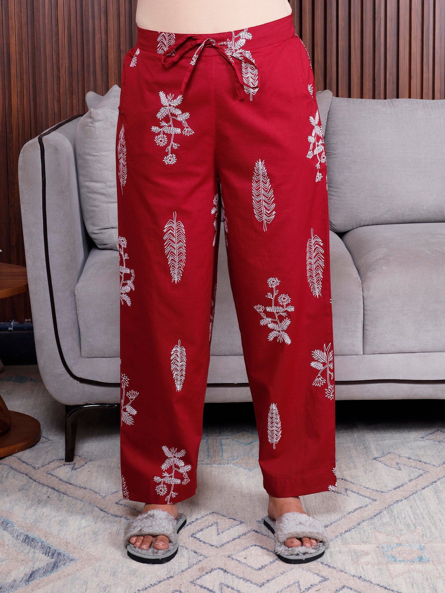 Soft cotton Floral Maroon Pyjama