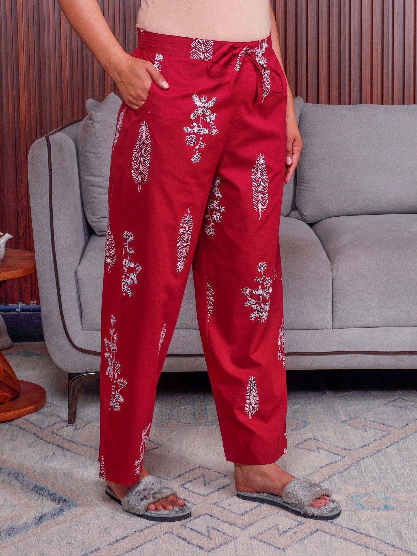 Soft cotton Floral Maroon Pyjama