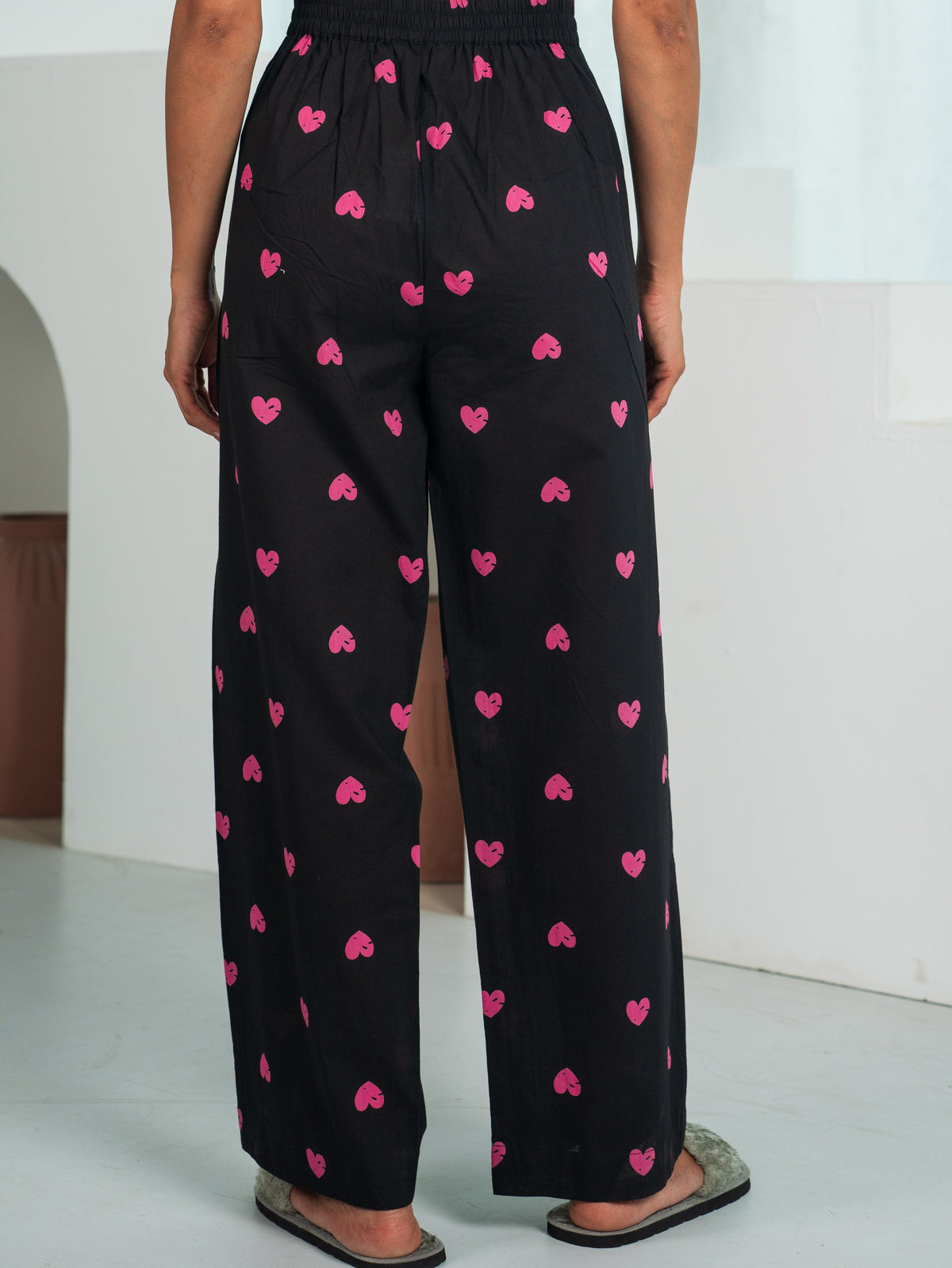 Soft Cotton Heart Black Straight Trousers