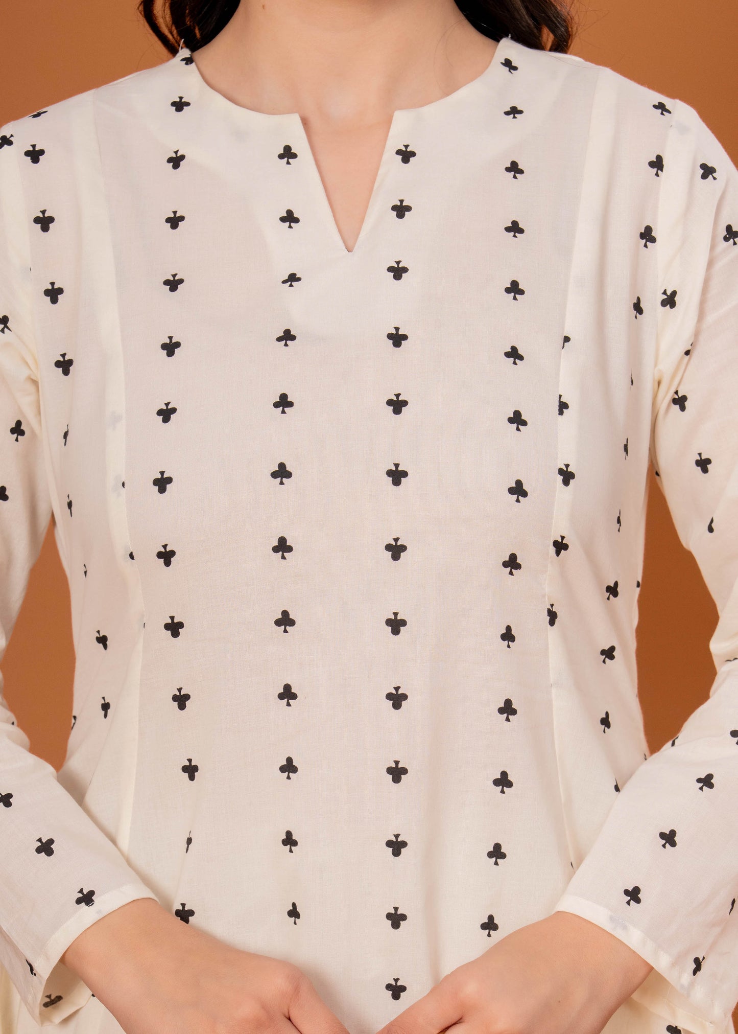 Soft Cotton Butta A-line Off White Kurta