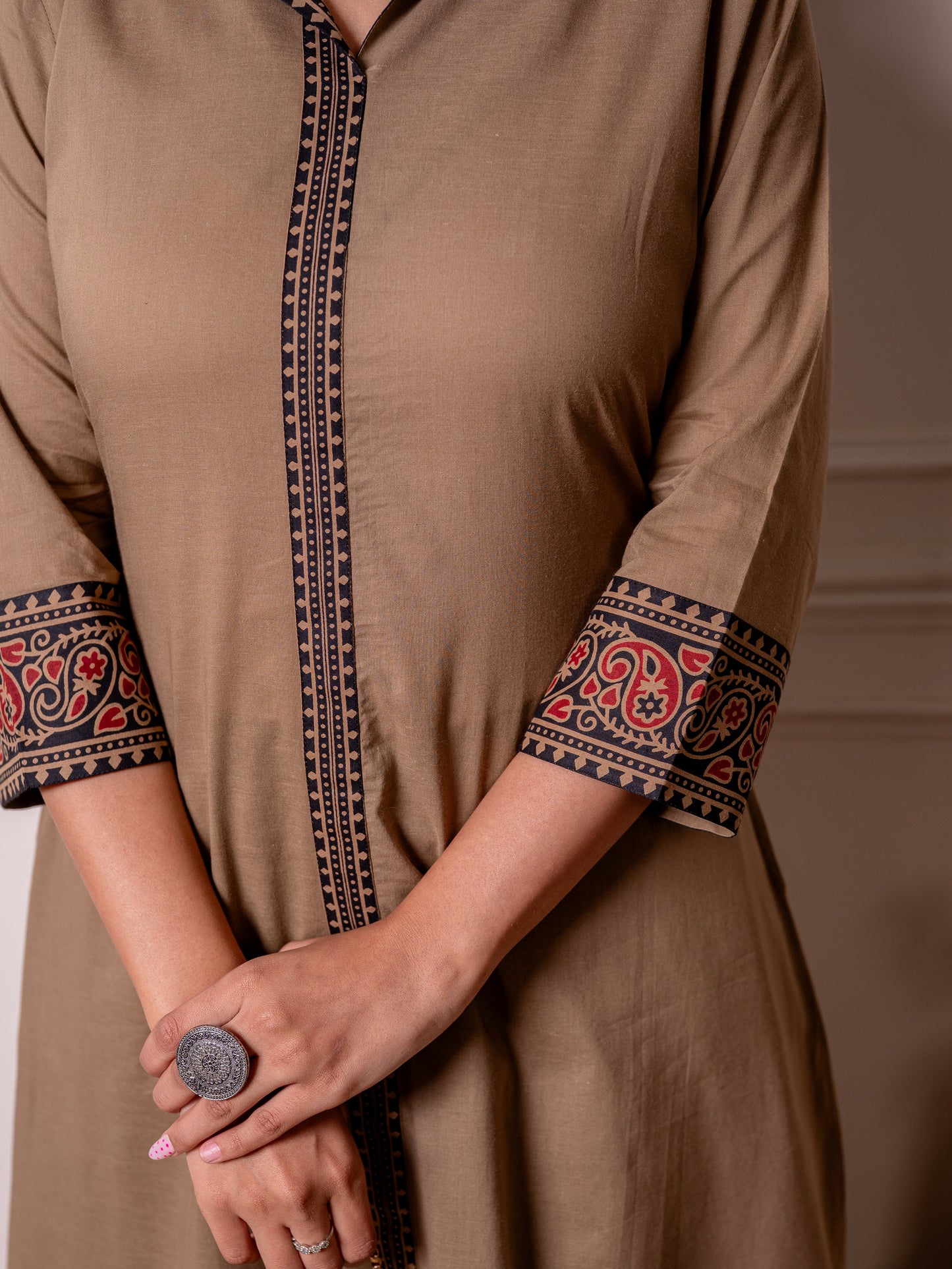Soft cotton Solid Straight Brown Kurta