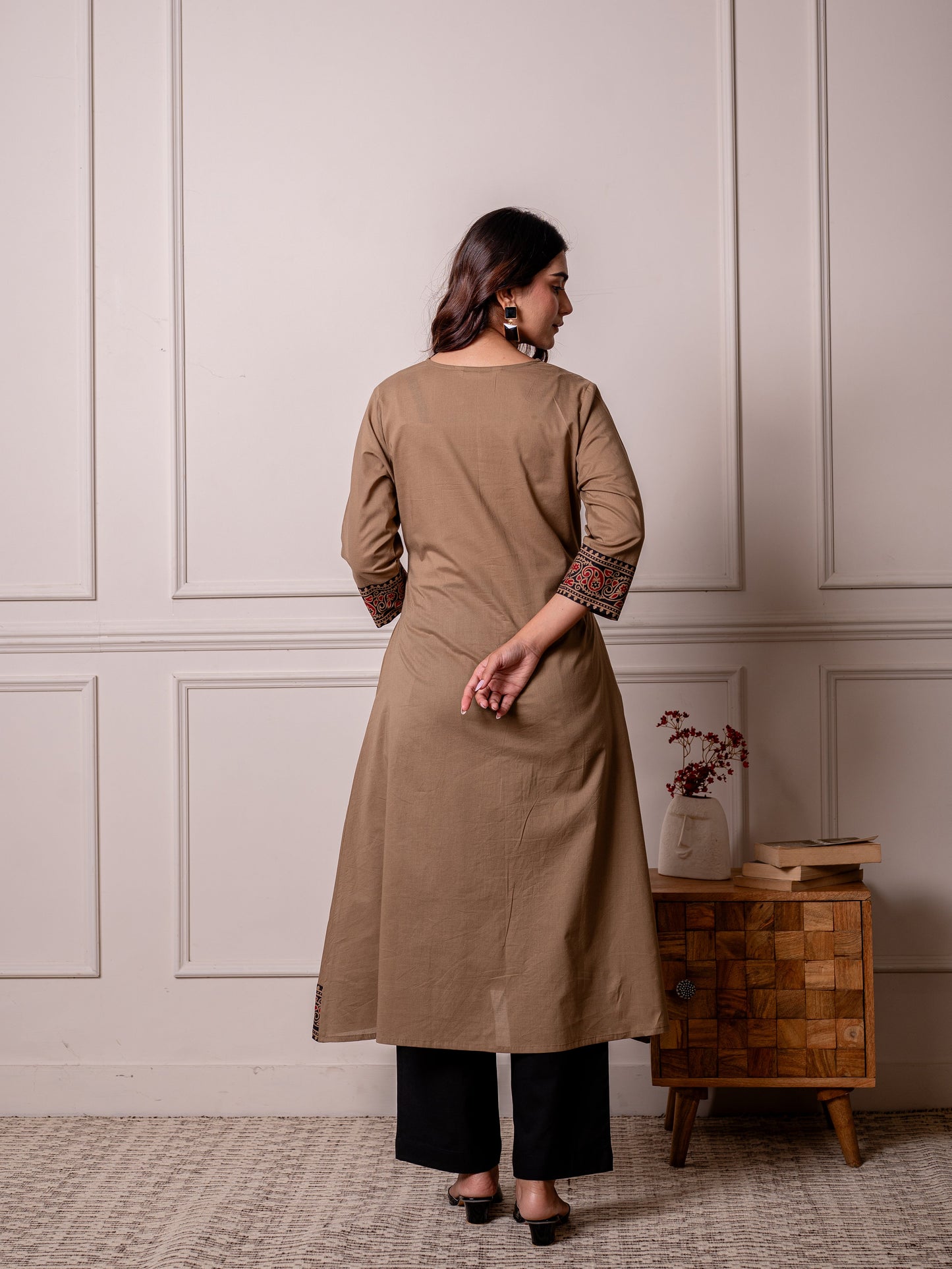 Soft cotton Solid Straight Brown Kurta