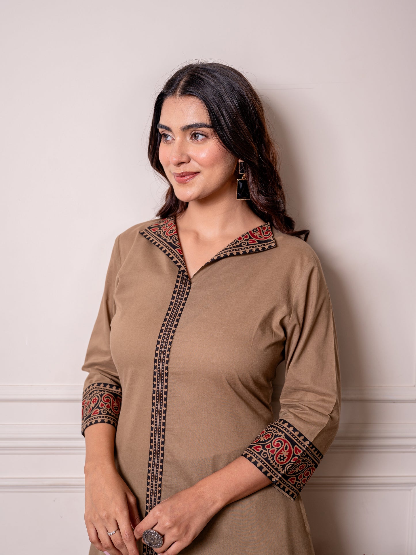 Soft cotton Solid Straight Brown Kurta