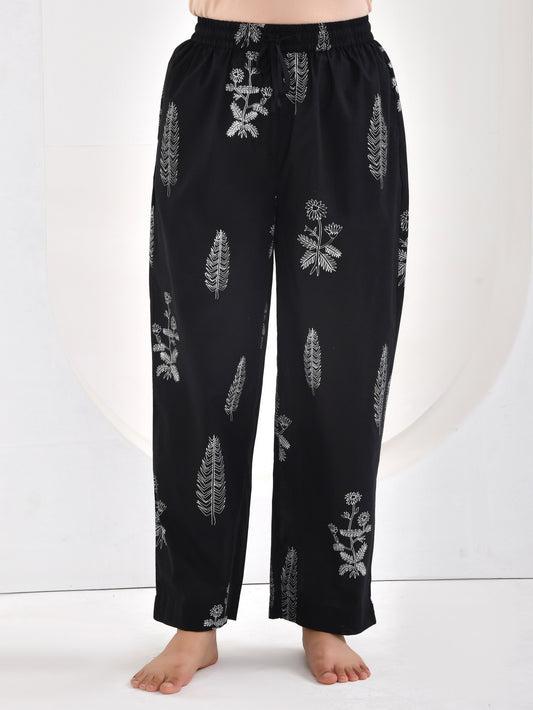 Soft cotton Floral Black Pyjama