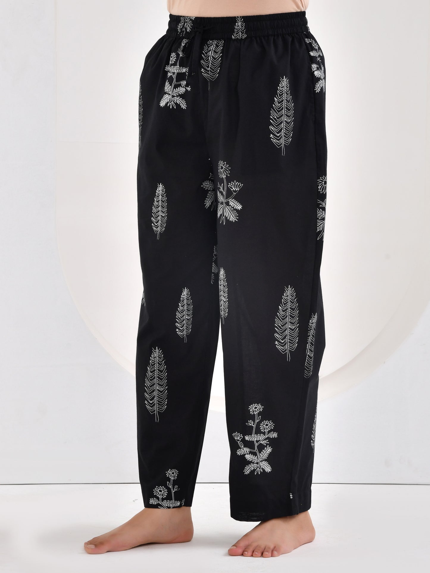 Soft cotton Floral Top Black Nightsuit