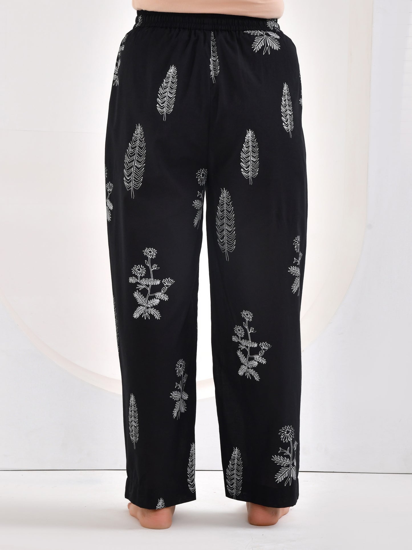 Soft cotton Floral Top Black Nightsuit