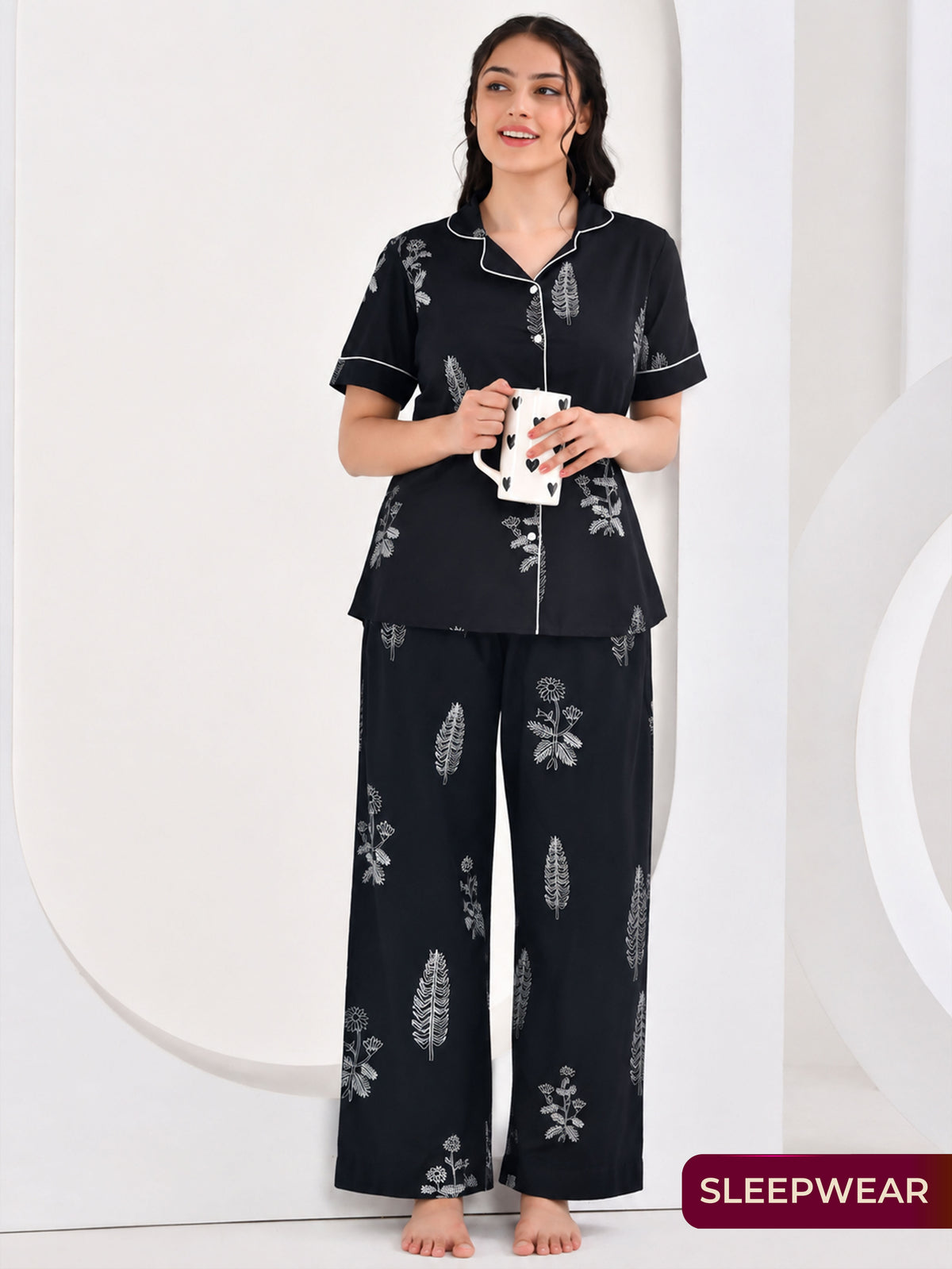 Soft cotton Floral Top Black Top