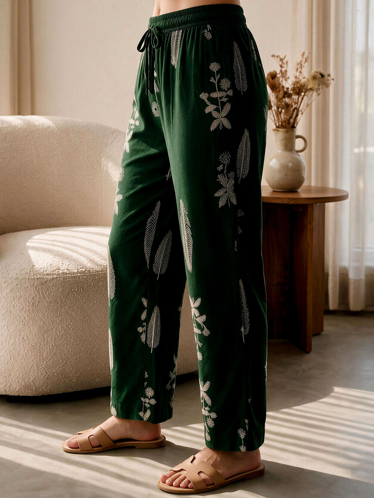 Soft Cotton Floral Top Green Top