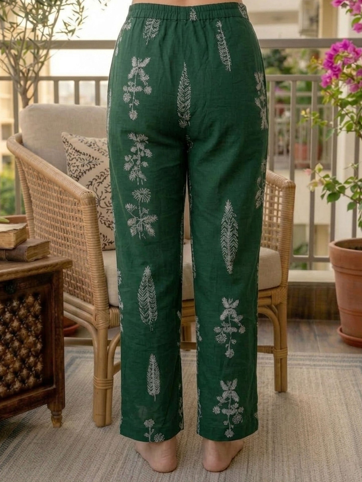 Soft Cotton Floral Top Green Top