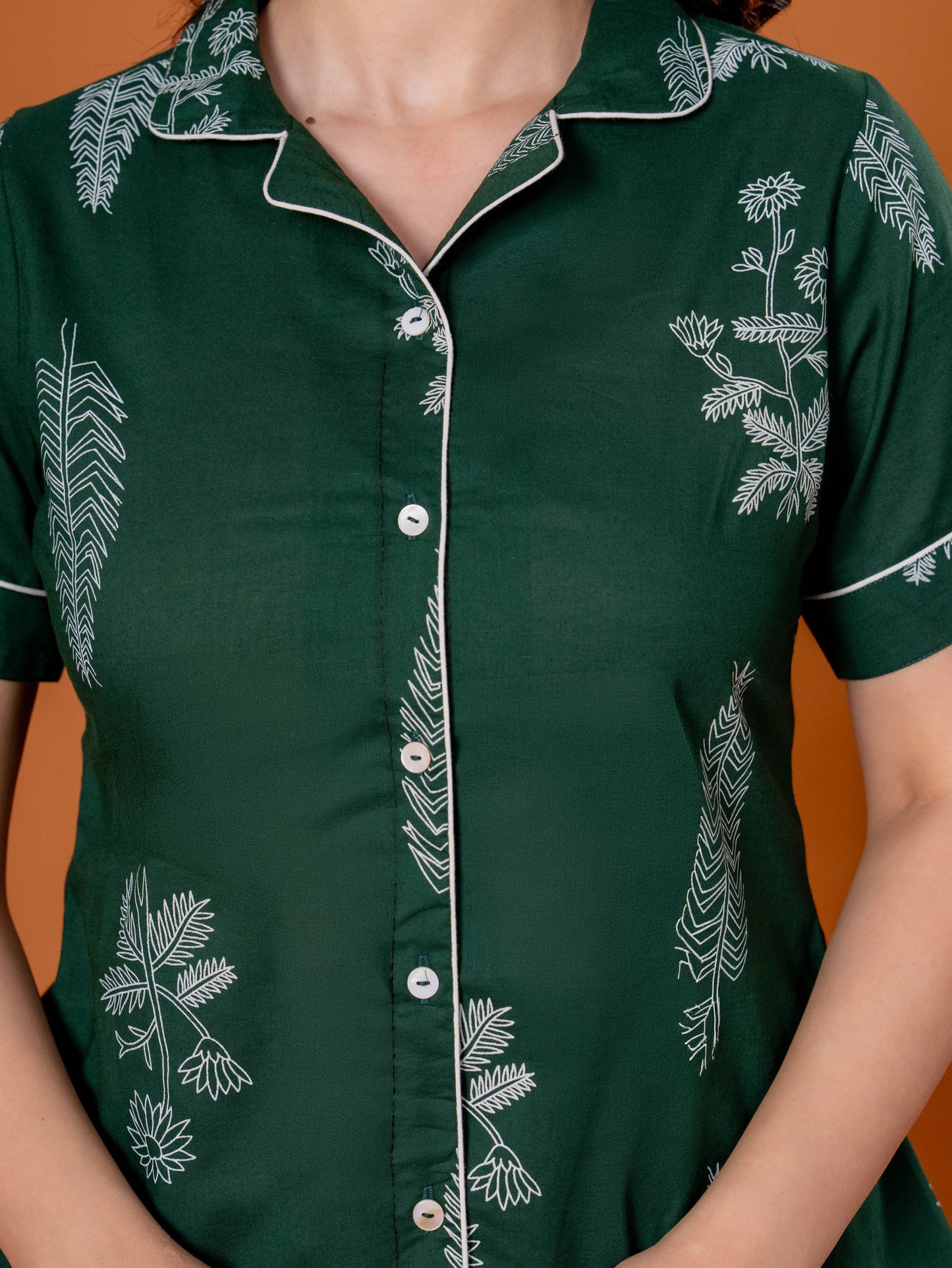 Soft Cotton Floral Top Green Top