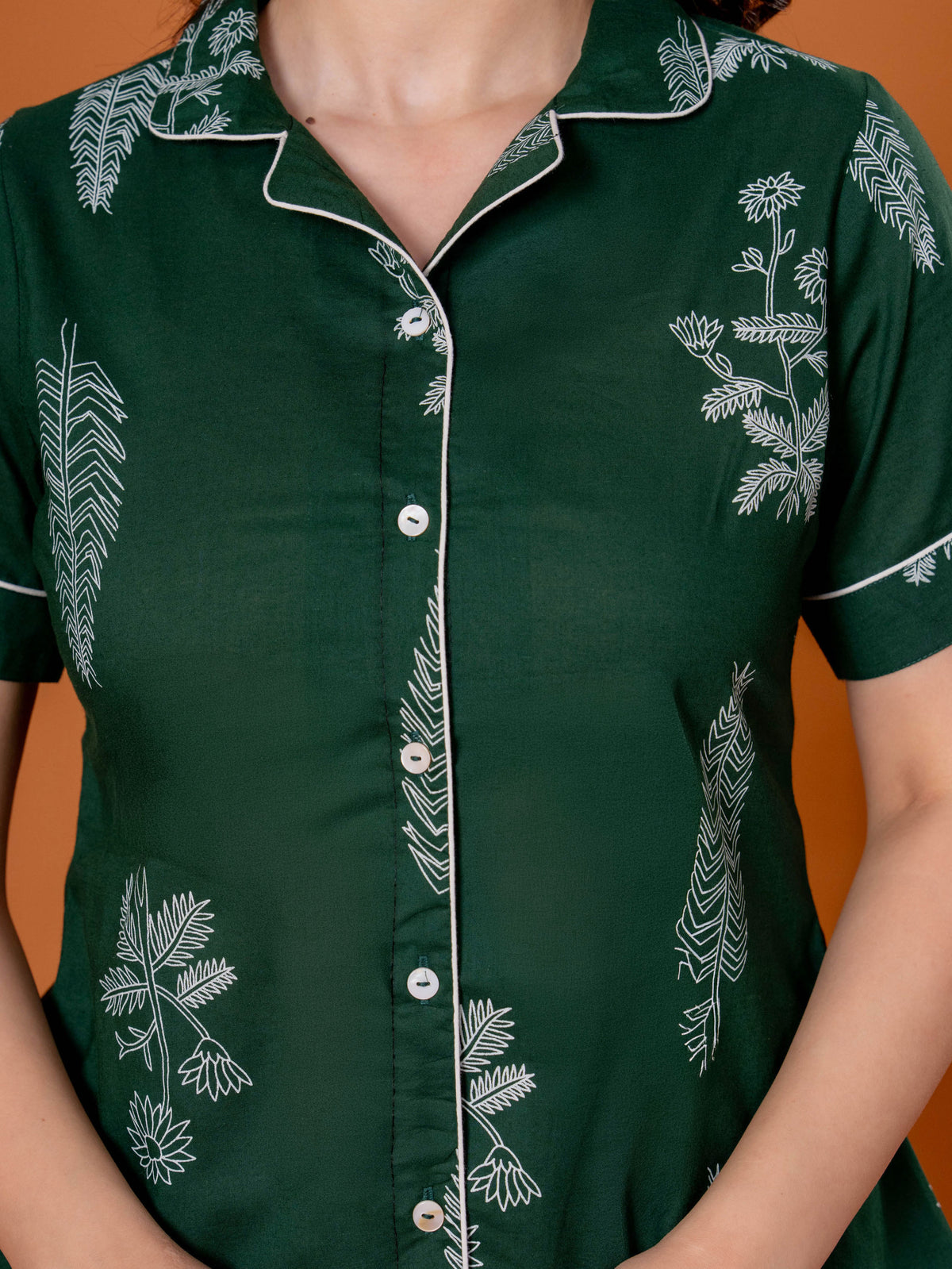 Soft Cotton Floral Top Green Top