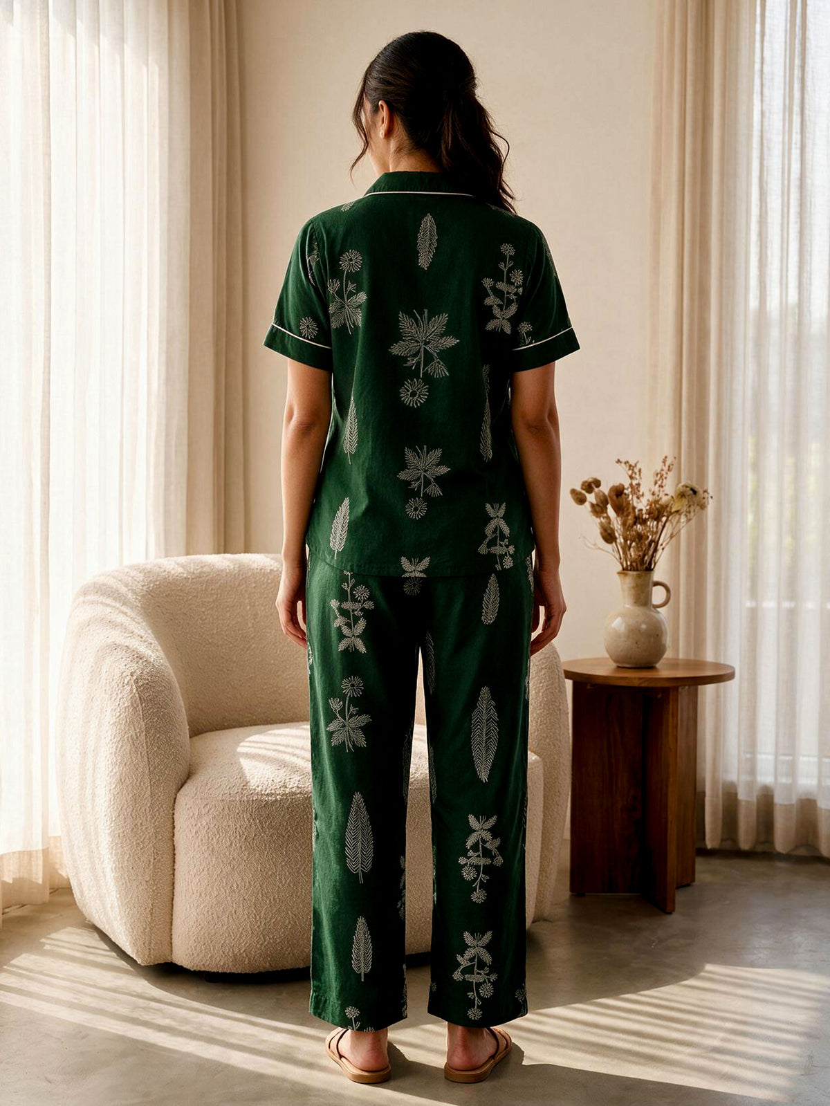 Soft Cotton Floral Top Green Top
