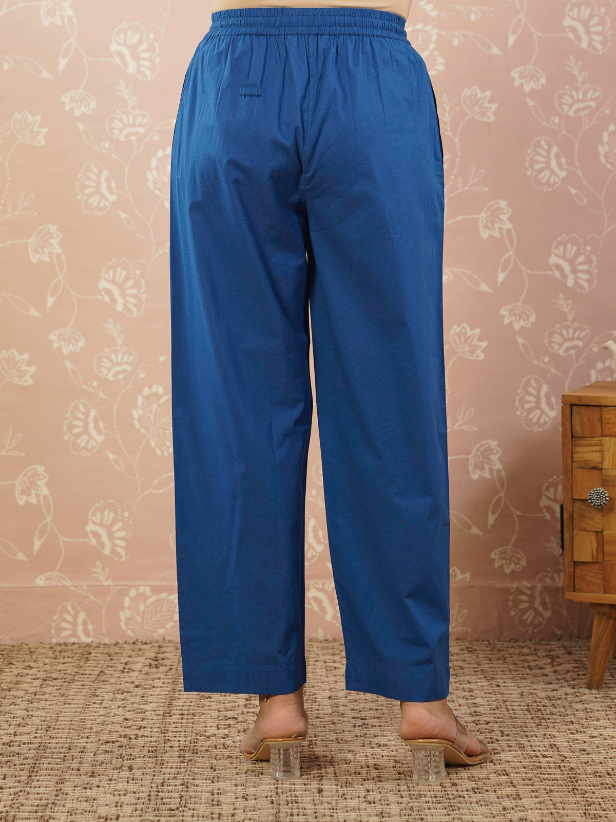 soft cotton solid blue angrakha trousers