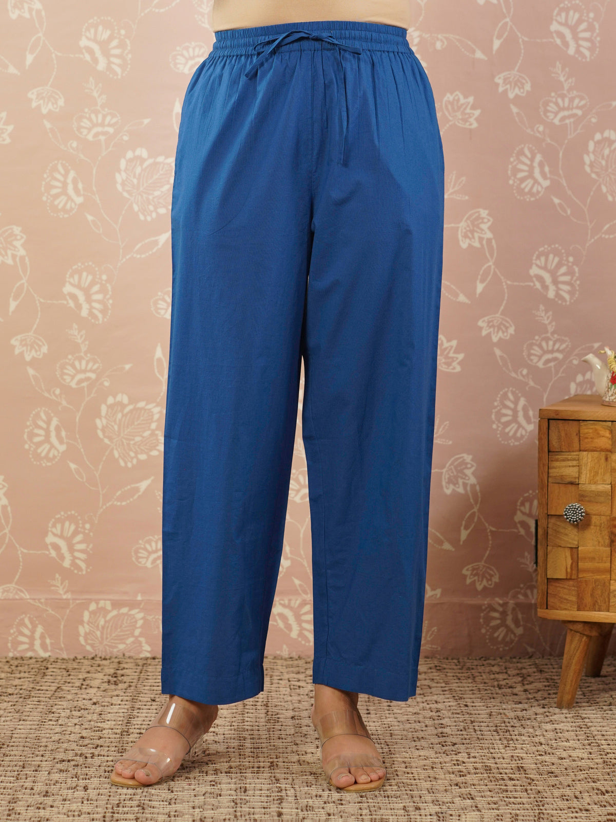 Embroidered soft cotton butta blue kurta