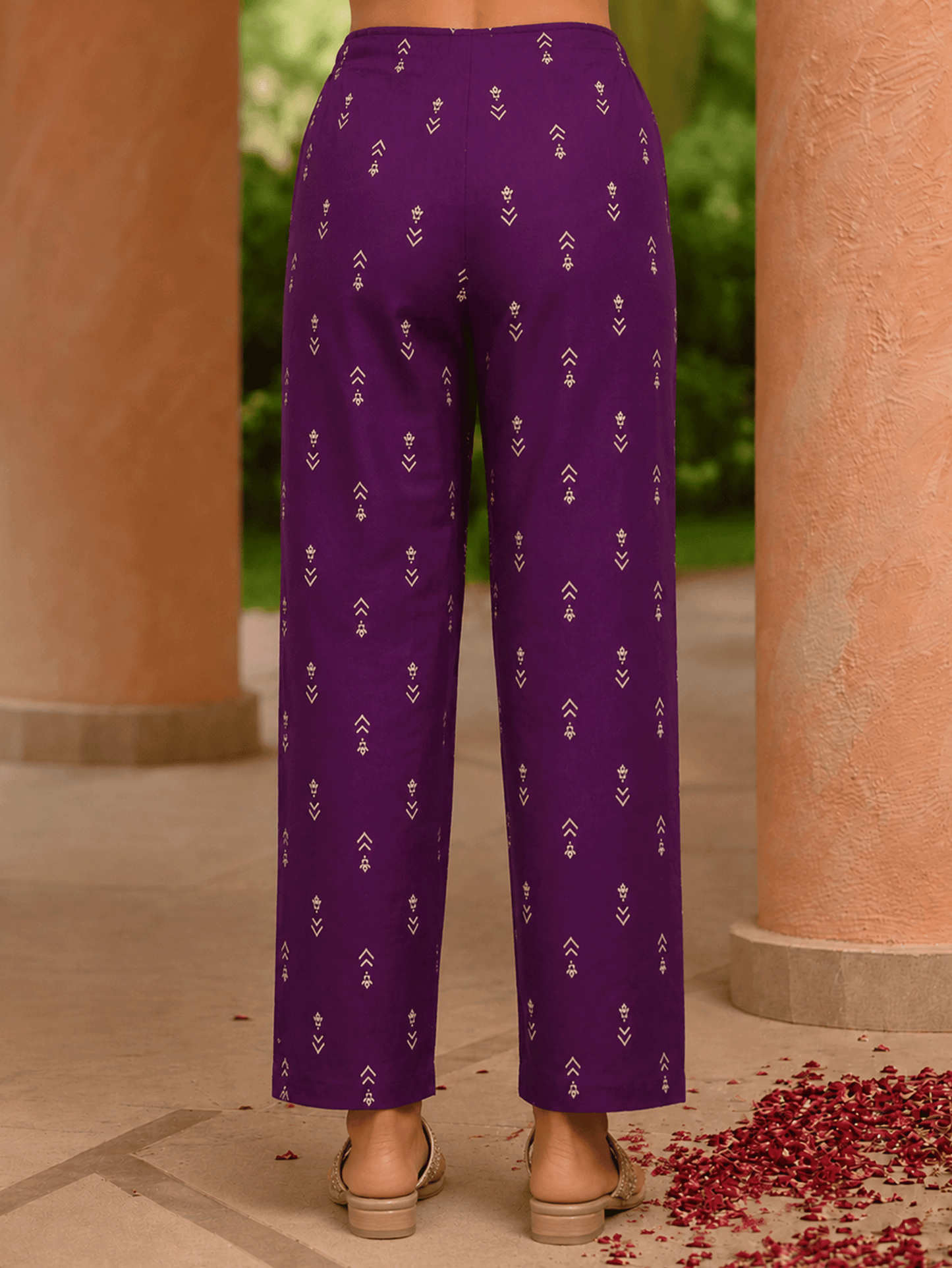 Soft cotton Bandhani Purple Palazzo