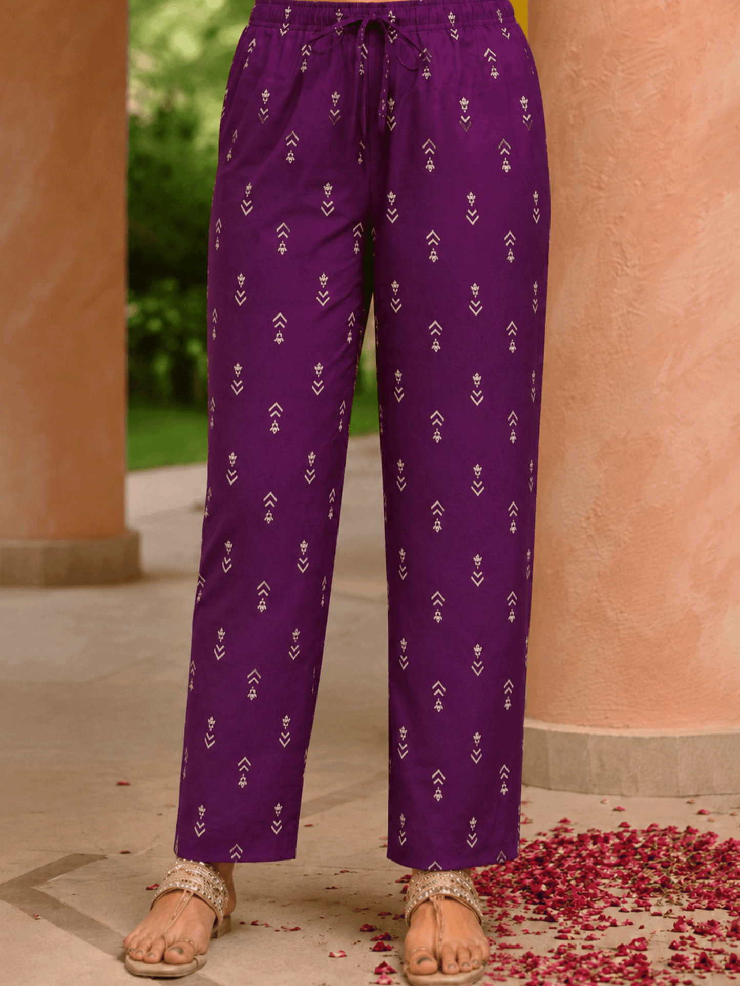 Embroidered Soft cotton Bandhani Anarkali Purple Kurta