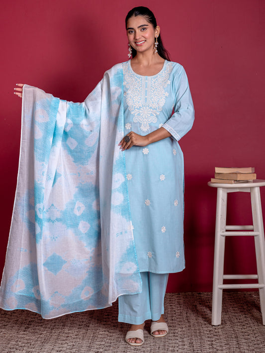 Cotton voile Tie-dye Blue Dupatta