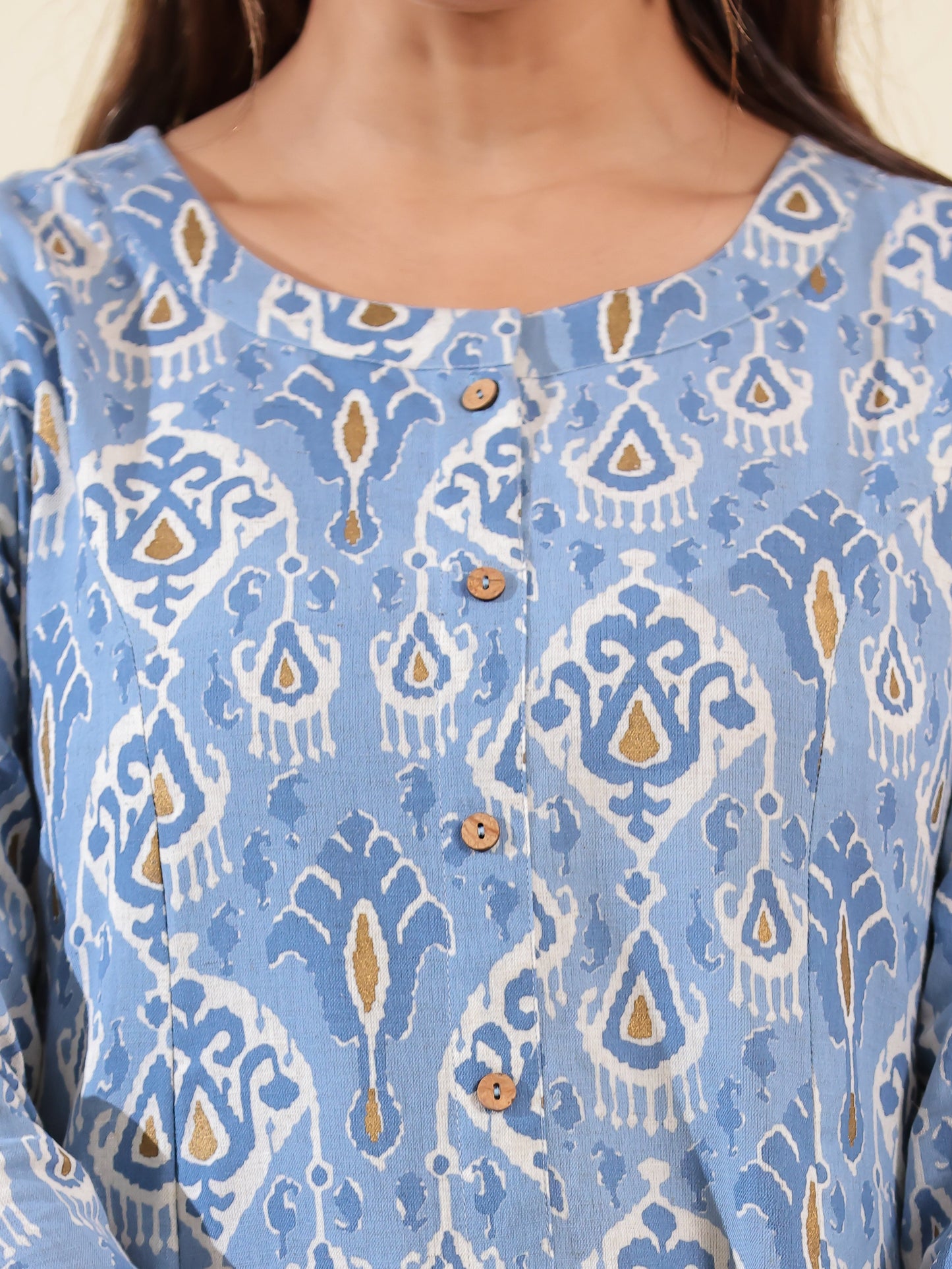 Linen Cotton Ikat Kurta