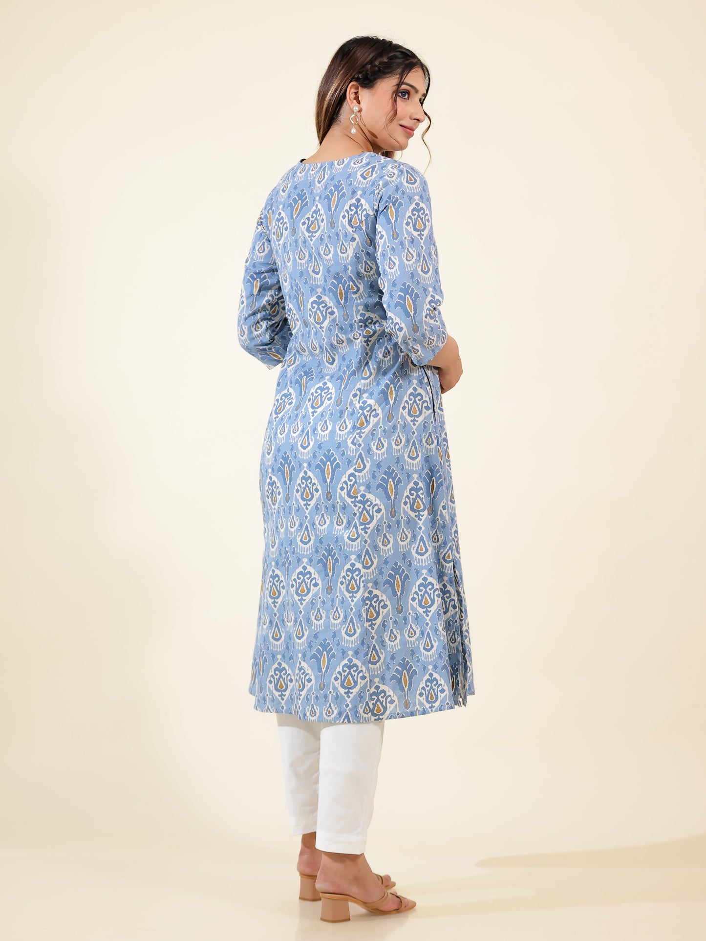 Linen Cotton Ikat Kurta