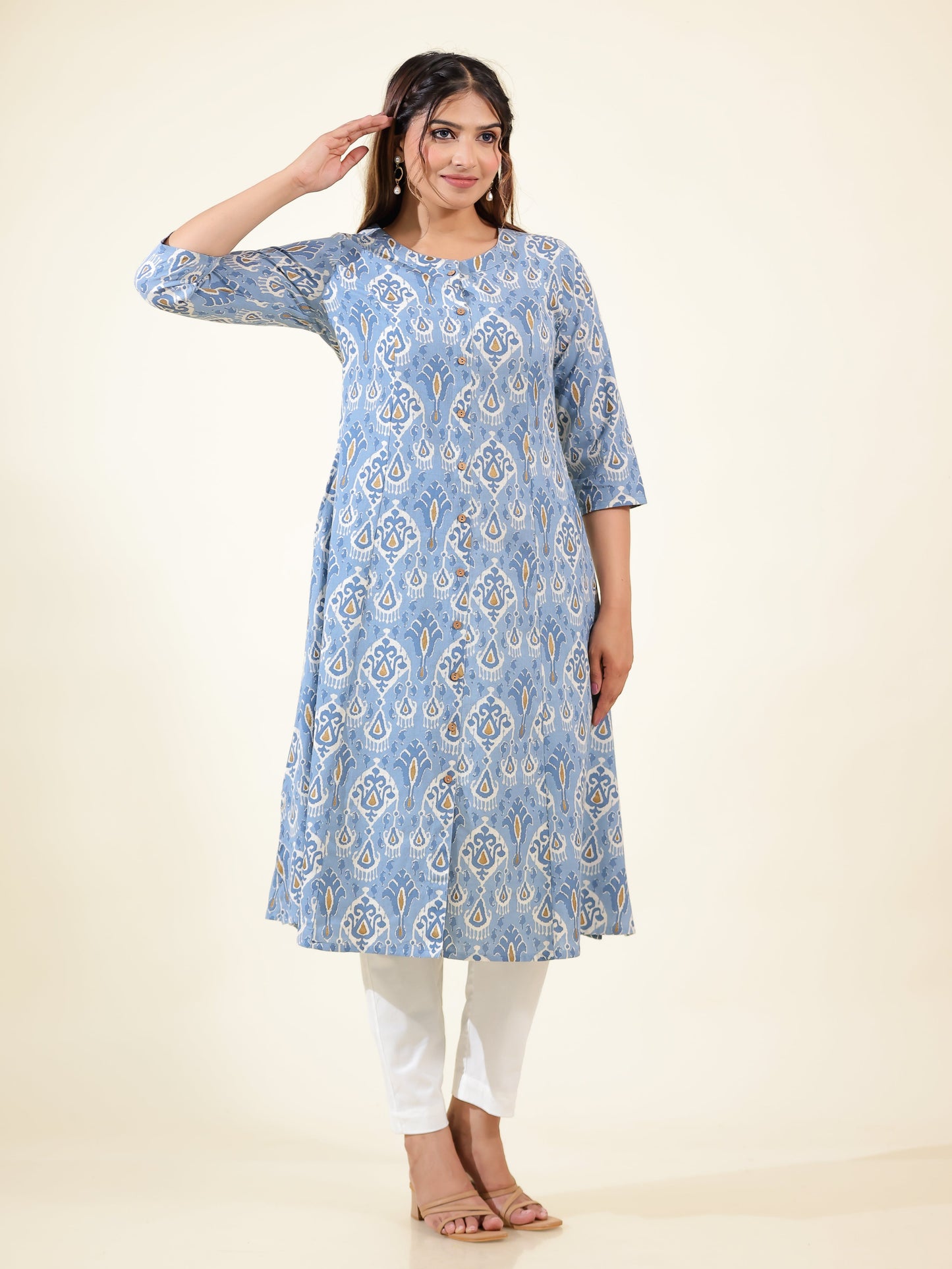 Linen Cotton Ikat Kurta