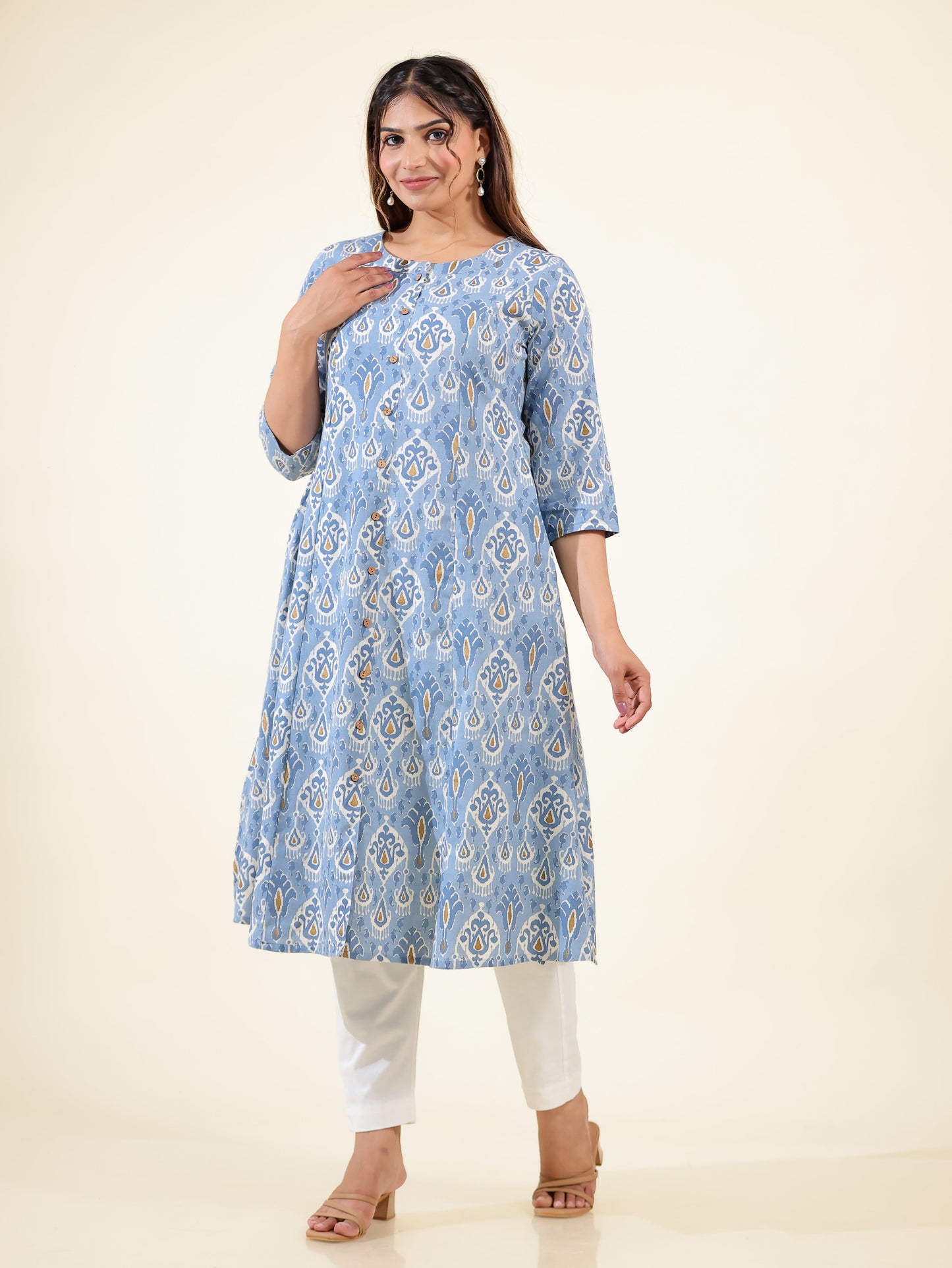 Linen Cotton Ikat Kurta