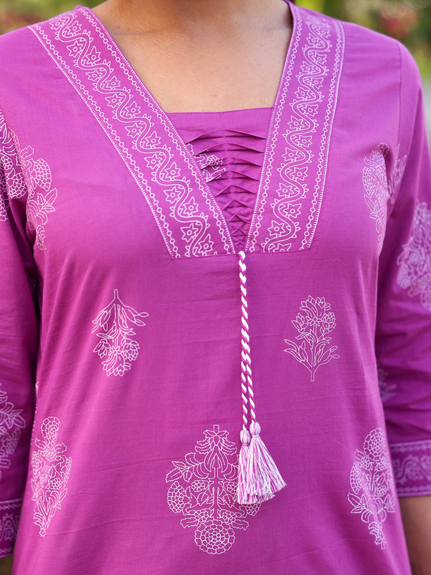 Soft cotton Floral Straight Purple Kurta