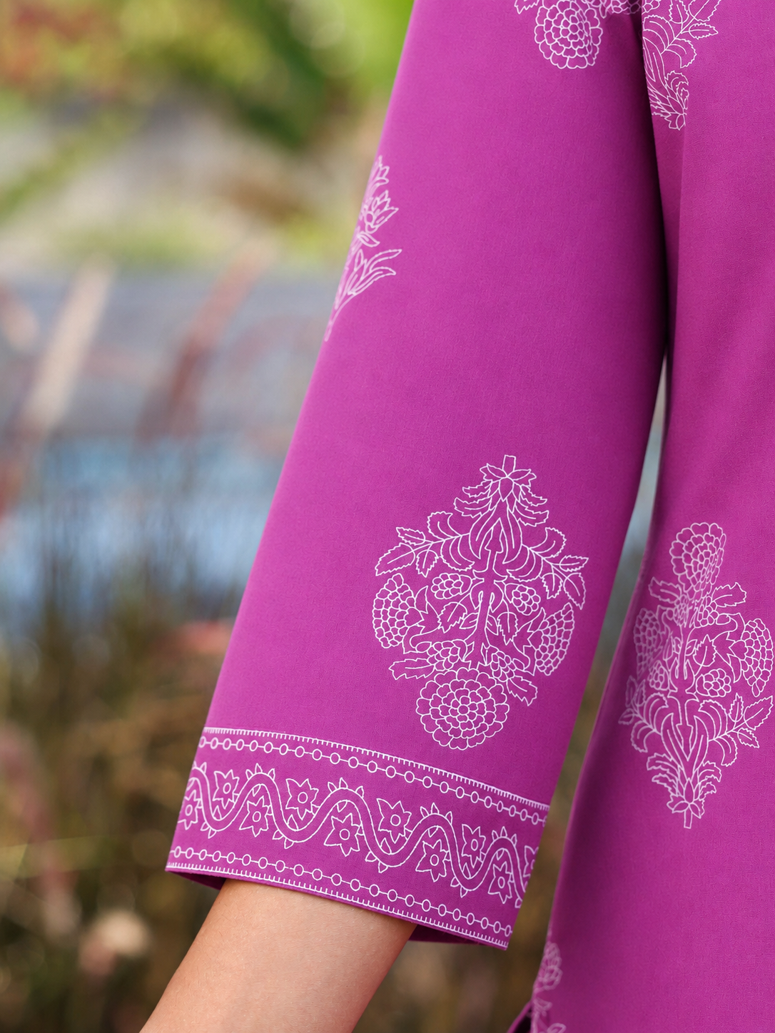 Soft cotton Floral Straight Purple Kurta