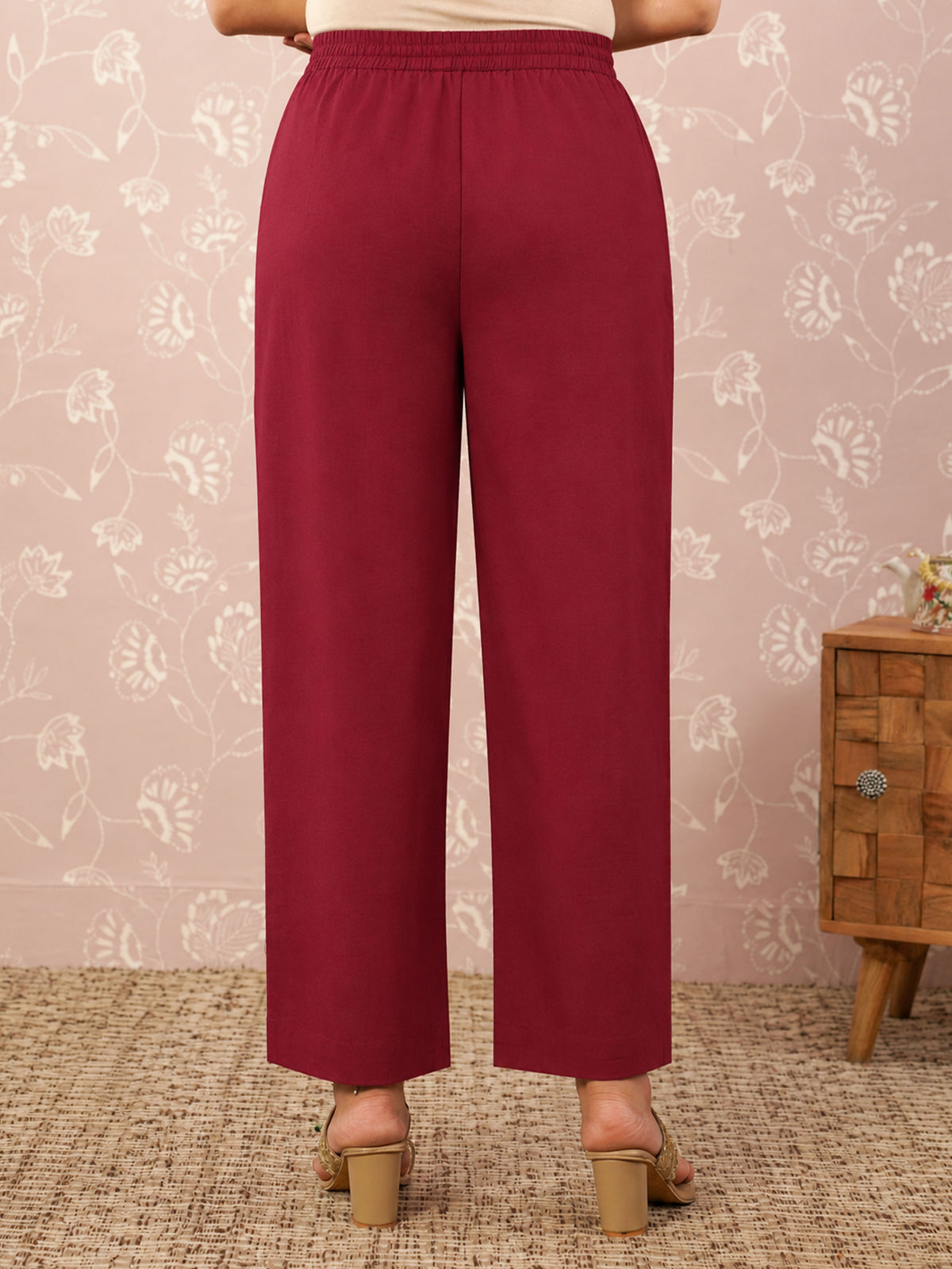 Embroidered soft cotton solid straight rust kurta