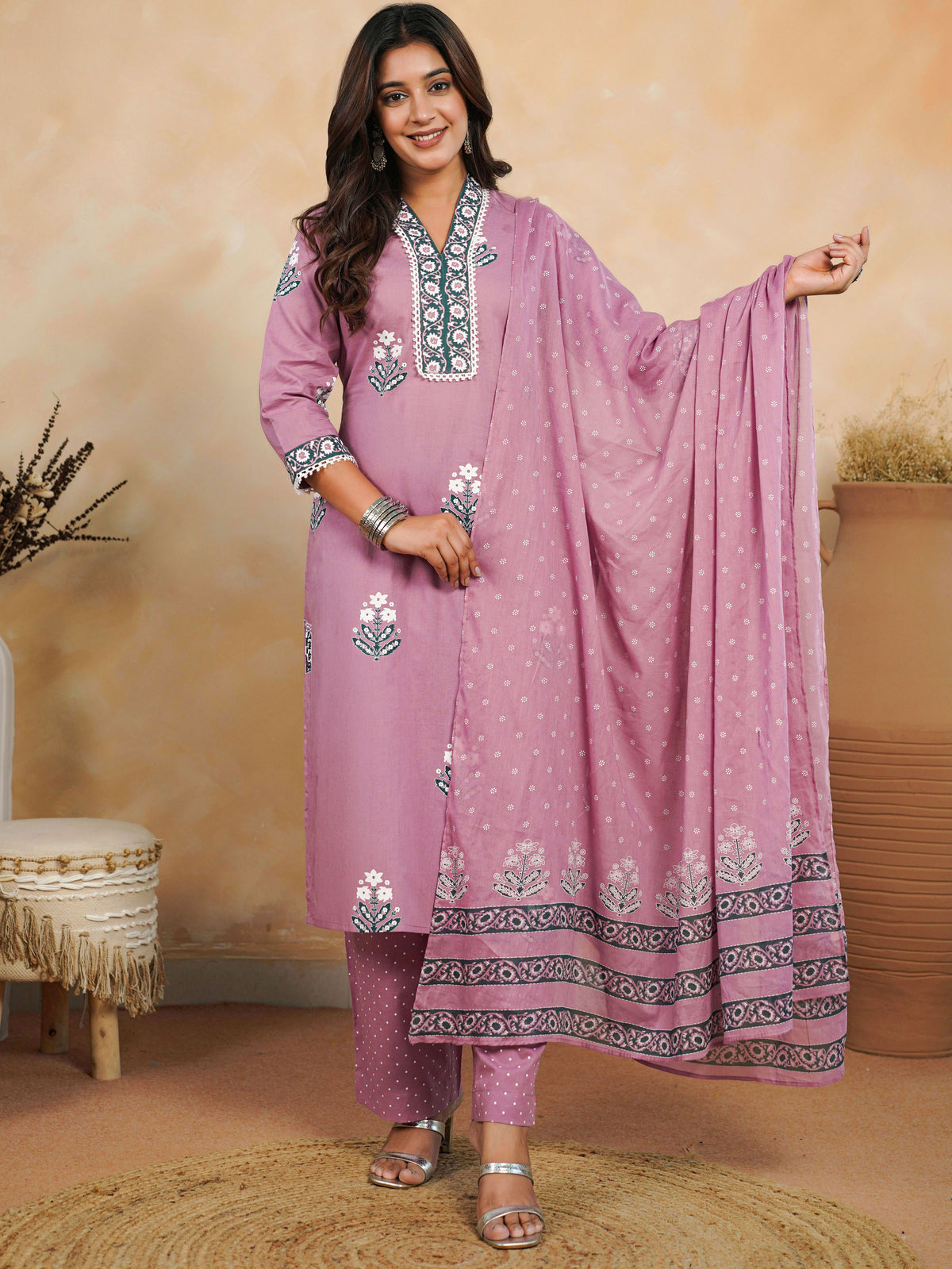 Cotton Voile Polka Dusty Pink Dupatta